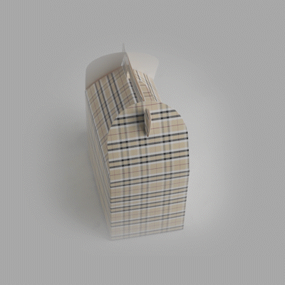 Bio Tek Plaid Paper Gable Box / Take Out Container - Compostable - 8 1/2" x 4 3/4" x 5 1/2" - 100 count box