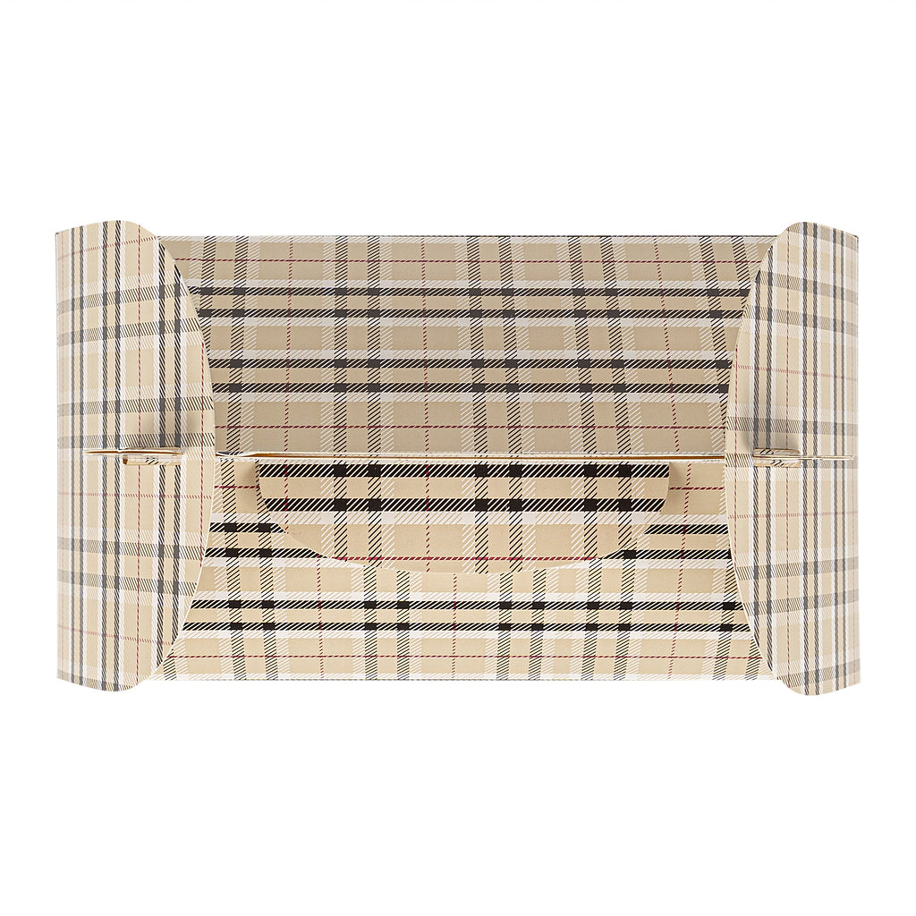 Bio Tek Plaid Paper Gable Box / Take Out Container - Compostable - 8 1/2" x 4 3/4" x 5 1/2" - 100 count box
