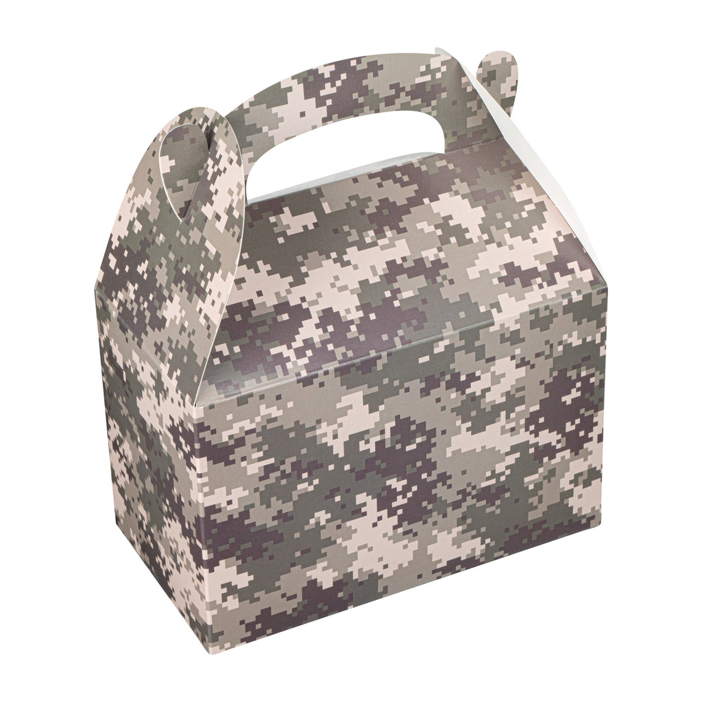Bio Tek Camouflage Paper Gable Box / Take Out Container - Compostable - 8 1/2" x 4 3/4" x 5 1/2" - 100 count box