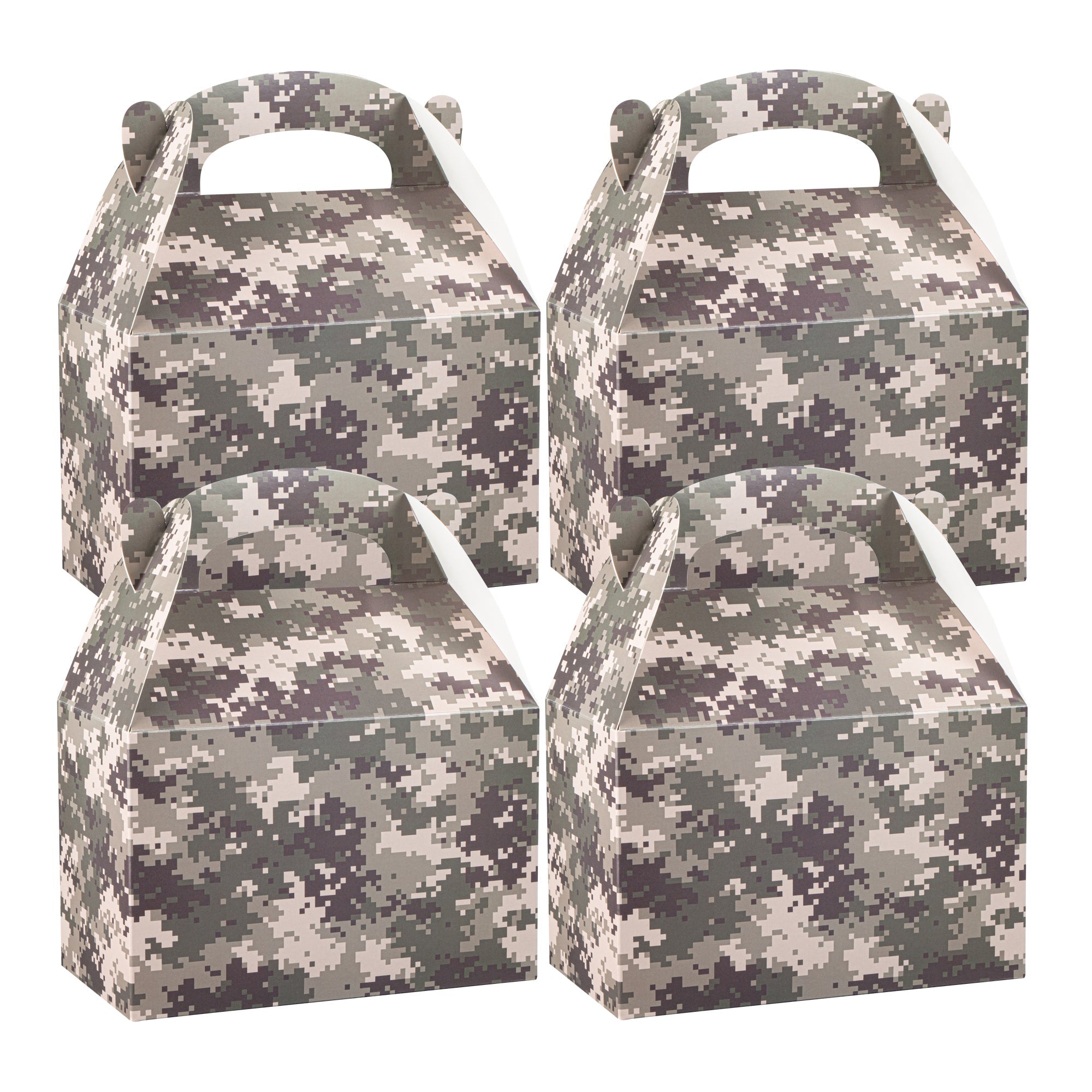 Bio Tek Camouflage Paper Gable Box / Take Out Container - Compostable - 8 1/2" x 4 3/4" x 5 1/2" - 100 count box