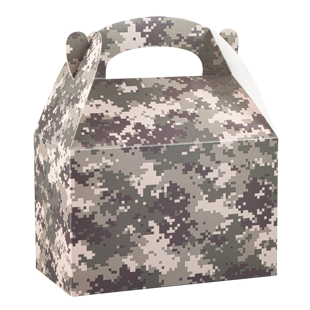Bio Tek Camouflage Paper Gable Box / Take Out Container - Compostable - 8 1/2" x 4 3/4" x 5 1/2" - 25 count box