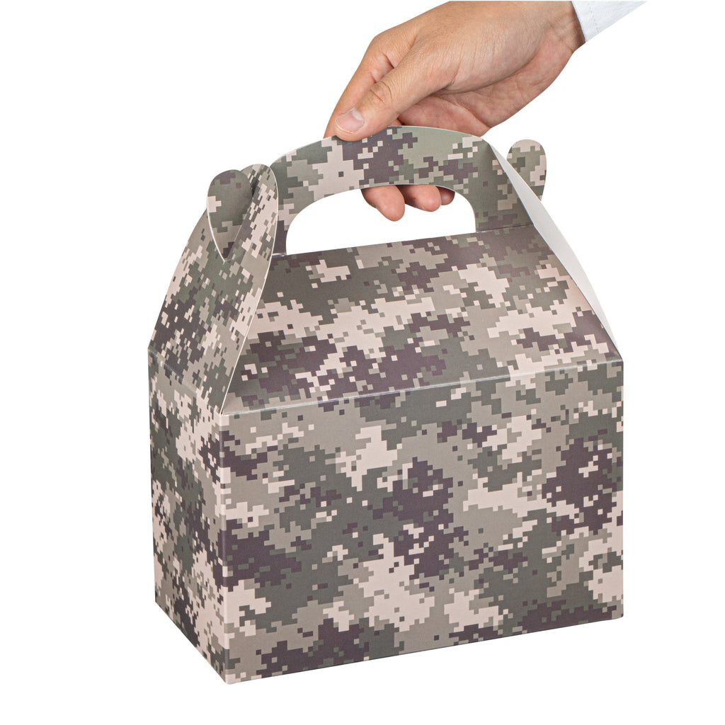Bio Tek Camouflage Paper Gable Box / Take Out Container - Compostable - 8 1/2" x 4 3/4" x 5 1/2" - 100 count box