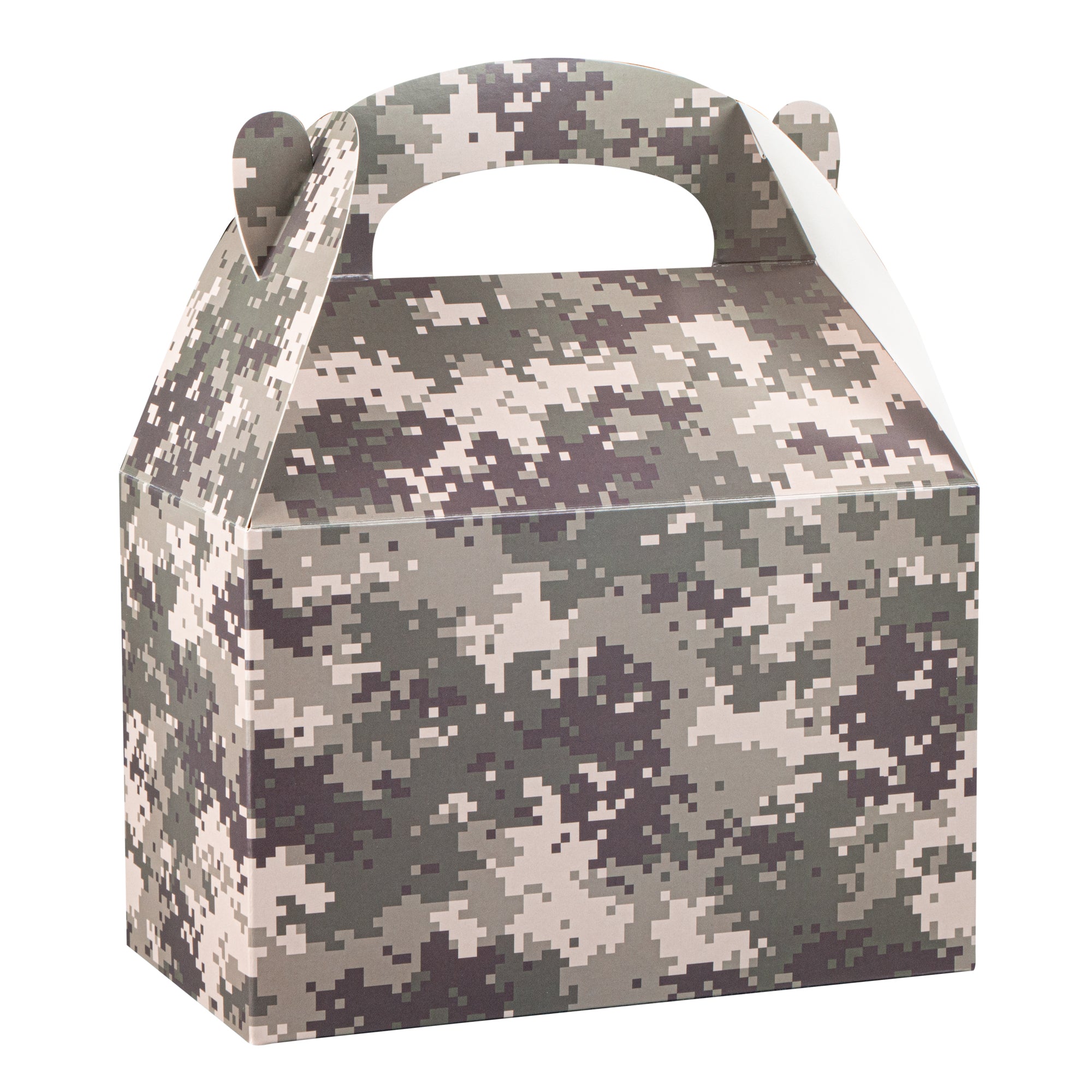 Bio Tek Camouflage Paper Gable Box / Take Out Container - Compostable - 8 1/2" x 4 3/4" x 5 1/2" - 100 count box