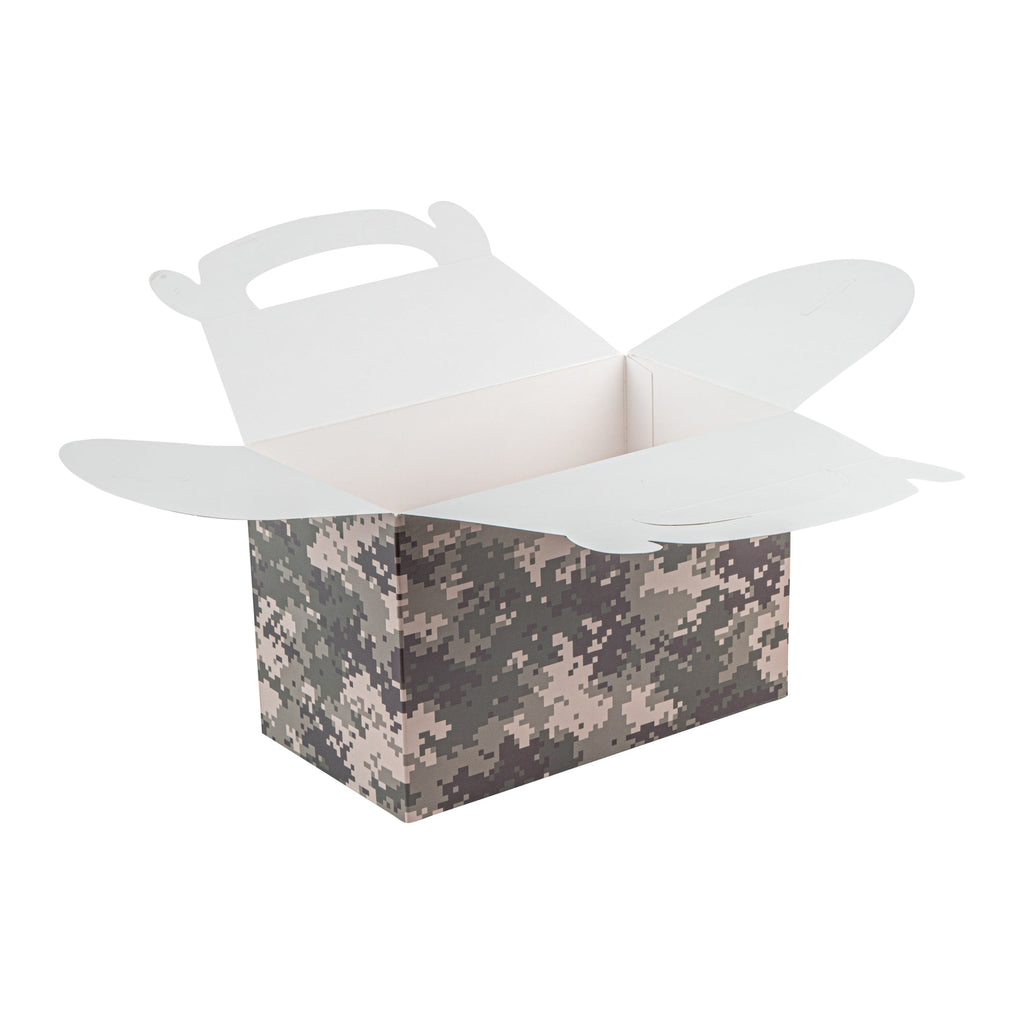 Bio Tek Camouflage Paper Gable Box / Take Out Container - Compostable - 8 1/2" x 4 3/4" x 5 1/2" - 100 count box
