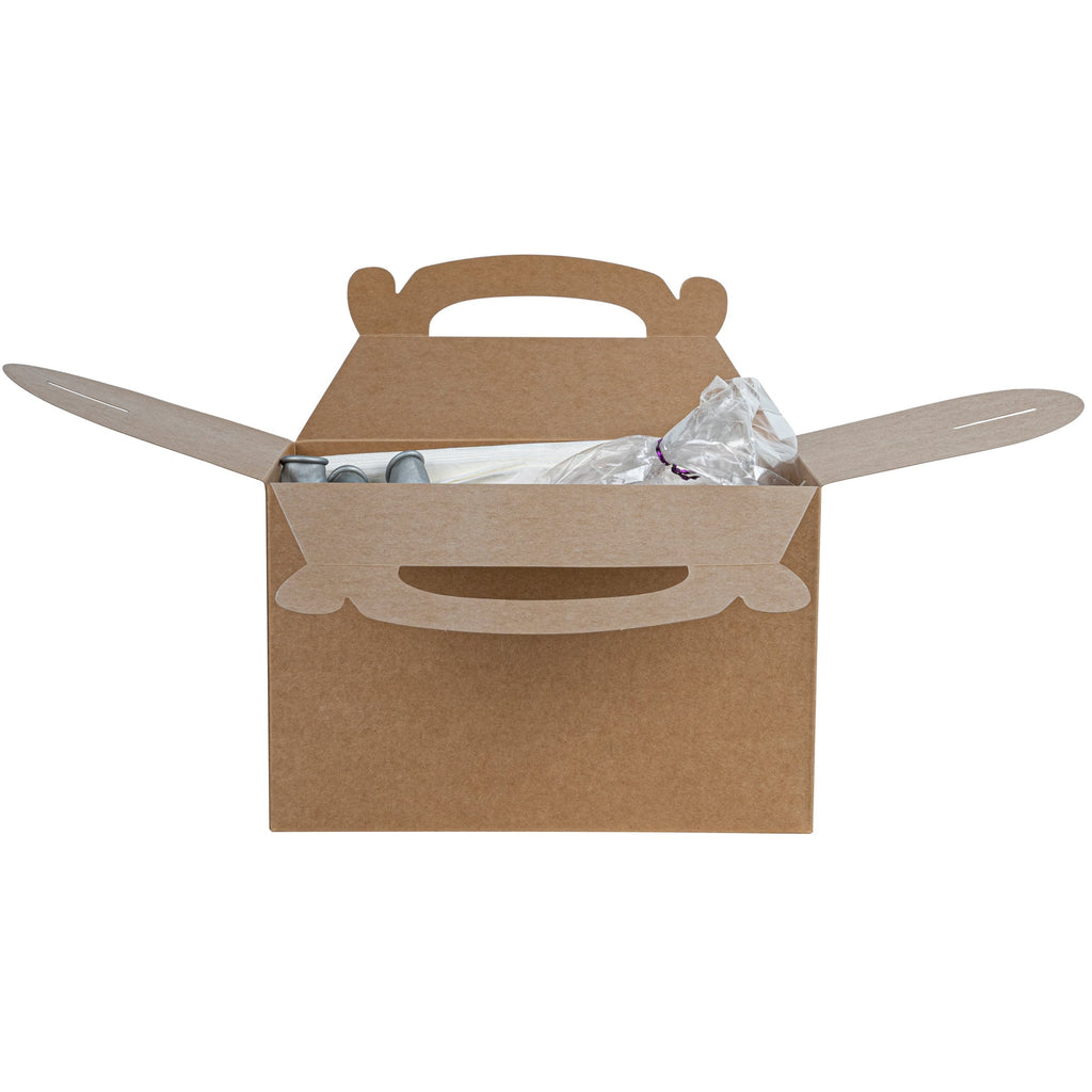 Bio Tek Kraft Paper Gable Box / Take Out Container - Greaseproof - 8 1/2" x 4 3/4" x 5 1/2" - 25 count box