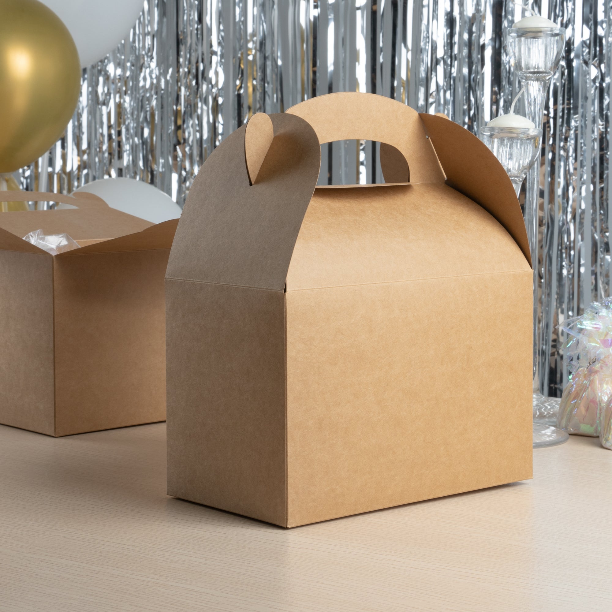 Bio Tek Kraft Paper Gable Box / Take Out Container - Greaseproof - 8 1/2" x 4 3/4" x 5 1/2" - 100 count box