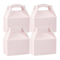 Bio Tek Pink & White Stripe Paper Gable Box / Take Out Container - Compostable - 8 1/2" x 4 3/4" x 5 1/2" - 25 count box