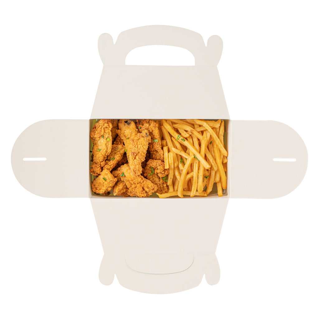 Bio Tek Turquoise Paper Gable Box / Take Out Container - Compostable - 8 1/2" x 4 3/4" x 5 1/2" - 25 count box