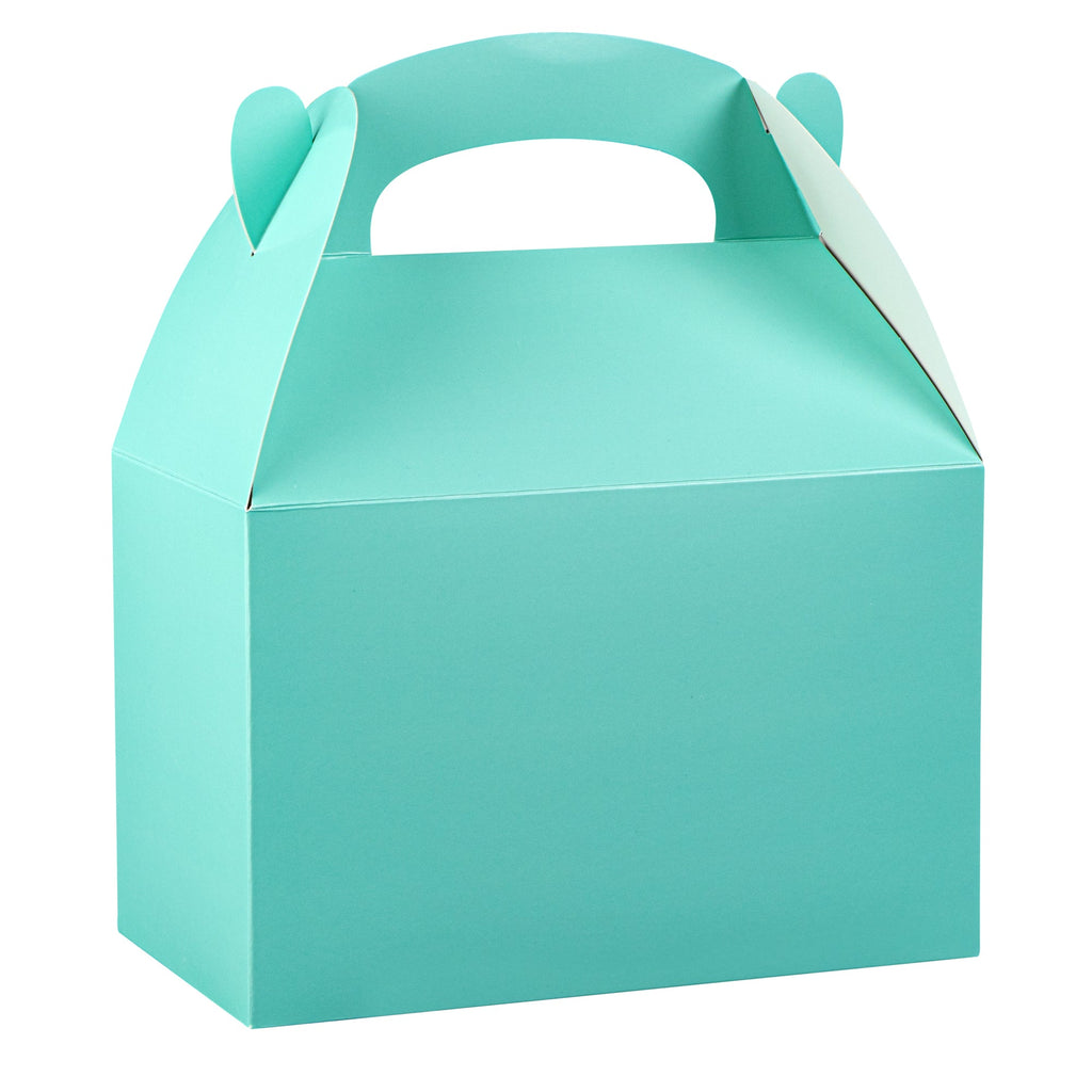 Bio Tek Turquoise Paper Gable Box / Take Out Container - Compostable - 8 1/2" x 4 3/4" x 5 1/2" - 25 count box