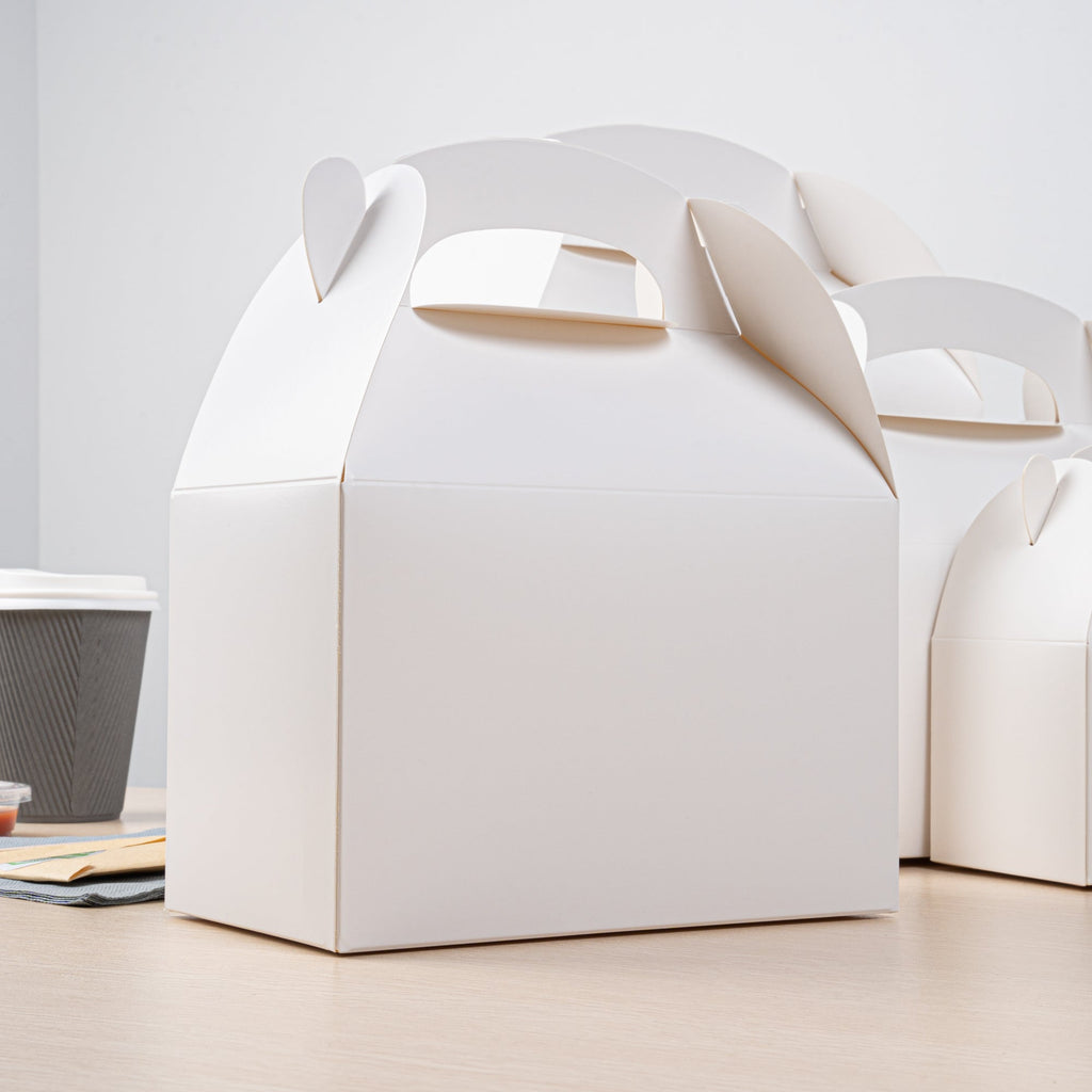 Bio Tek White Paper Gable Box / Take Out Container - Greaseproof - 8 1/2" x 4 3/4" x 5 1/2" - 100 count box