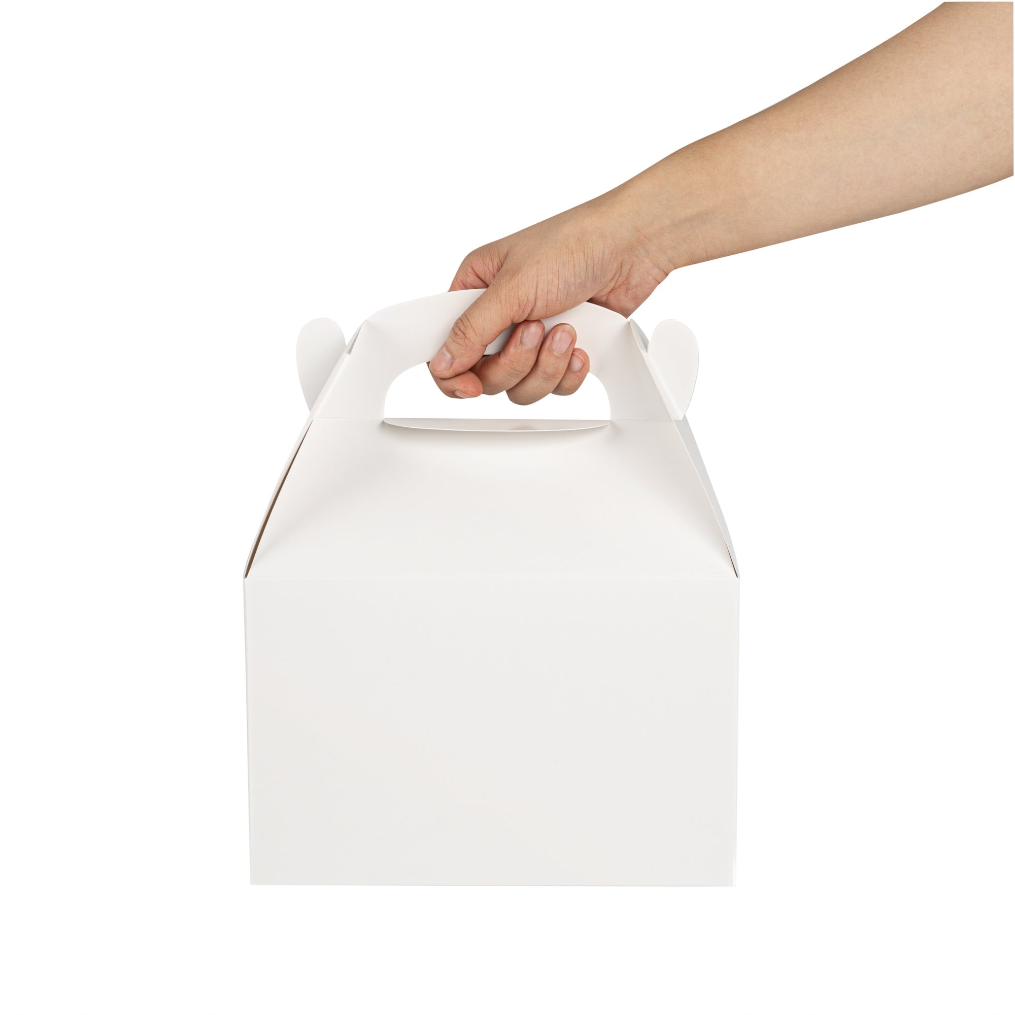 Bio Tek White Paper Gable Box / Take Out Container - Greaseproof - 8 1/2" x 4 3/4" x 5 1/2" - 100 count box