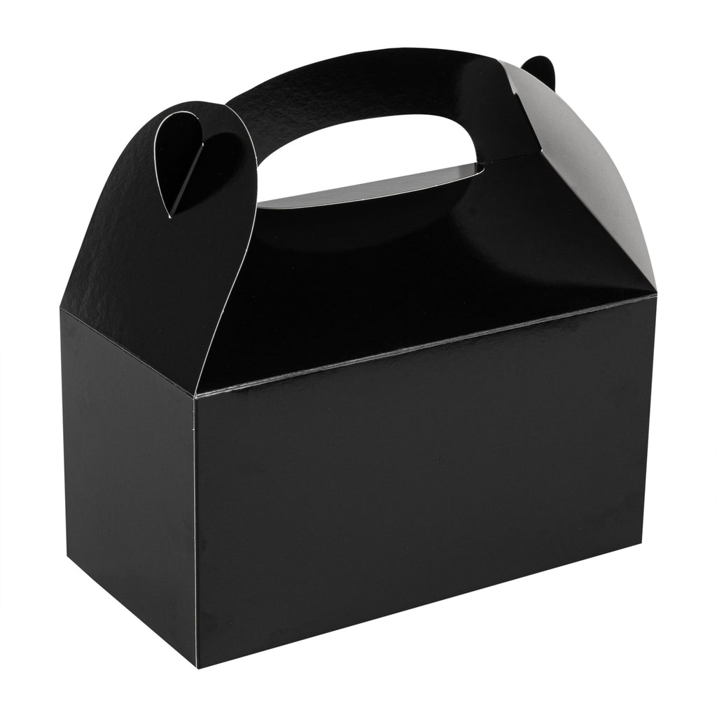 Bio Tek Black Paper Gable Box / Take Out Container - Greaseproof - 9 1/2" x 5" x 5" - 25 count box