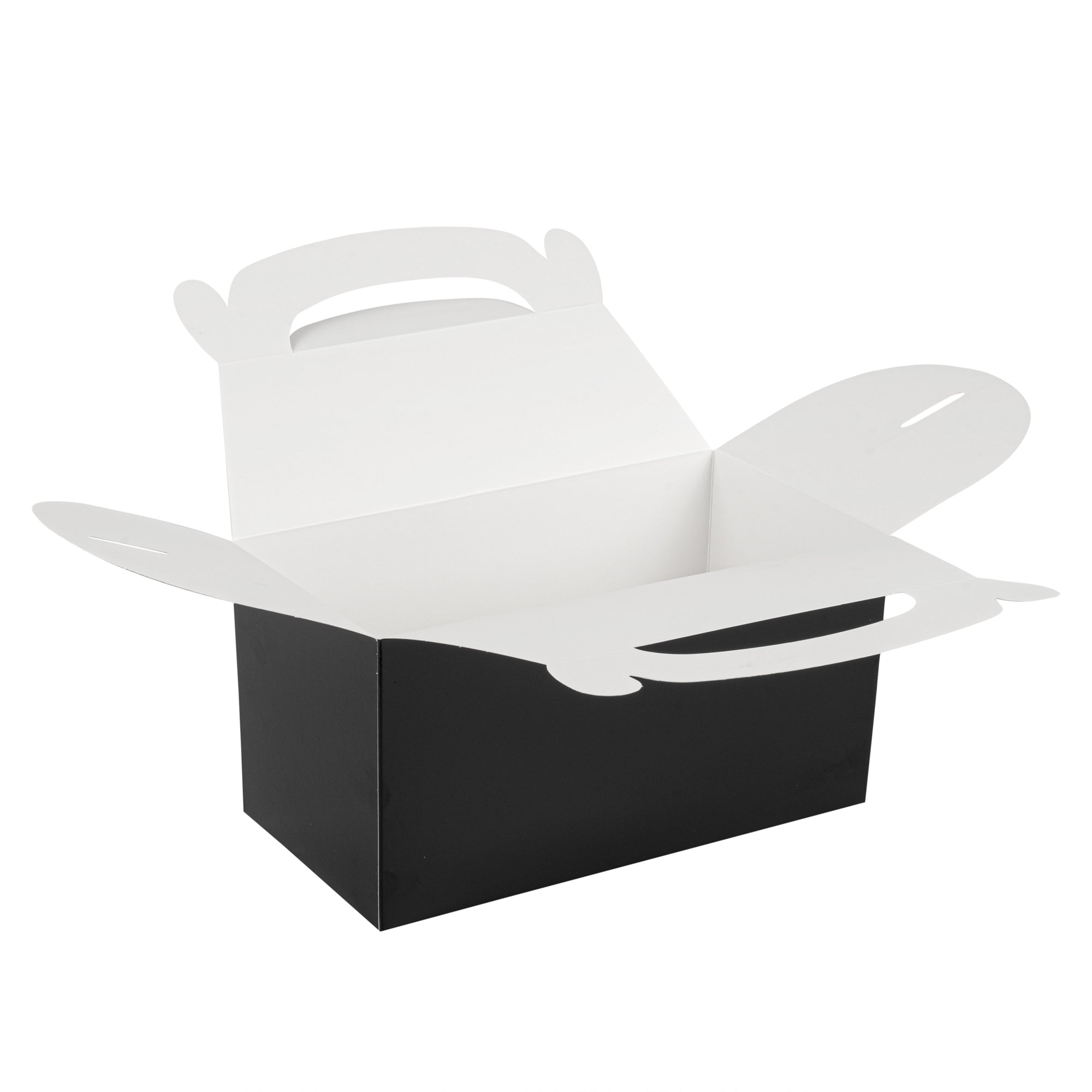 Bio Tek Black Paper Gable Box / Take Out Container - Greaseproof - 9 1/2" x 5" x 5" - 25 count box