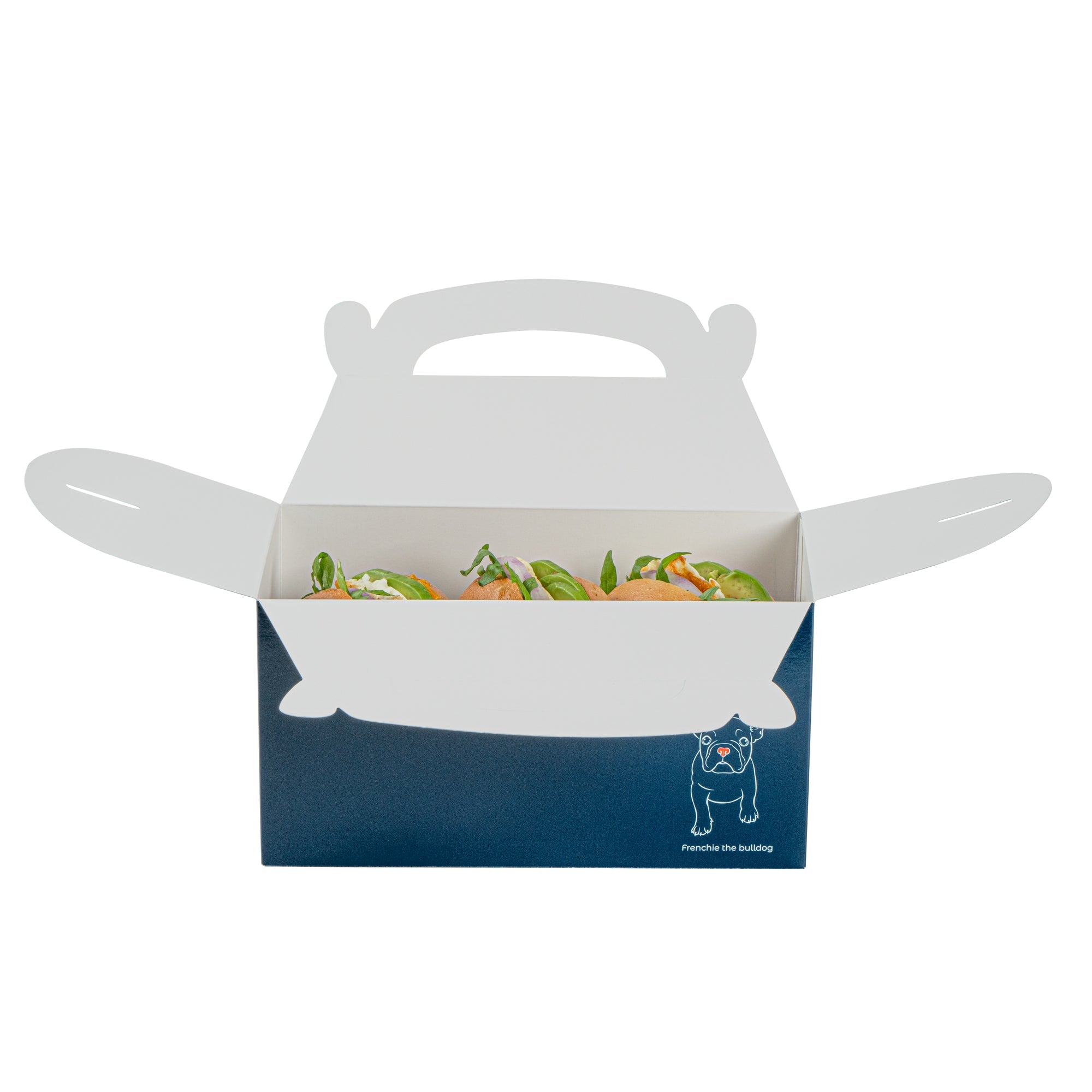 Bio Tek Frenchie Paper Gable Box / Take Out Container - Compostable - 9 1/2" x 5" x 5" - 25 count box