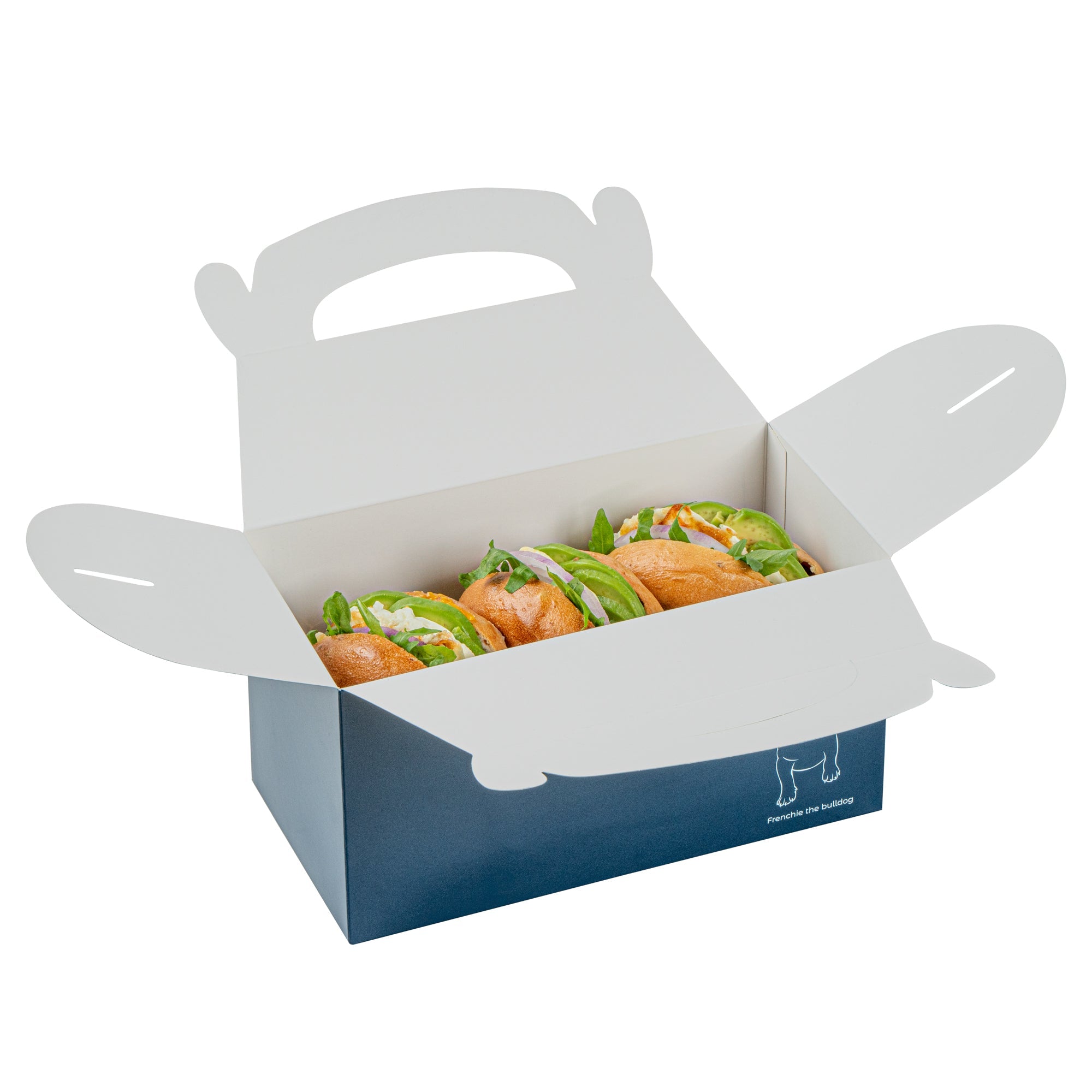 Bio Tek Frenchie Paper Gable Box / Take Out Container - Compostable - 9 1/2" x 5" x 5" - 100 count box