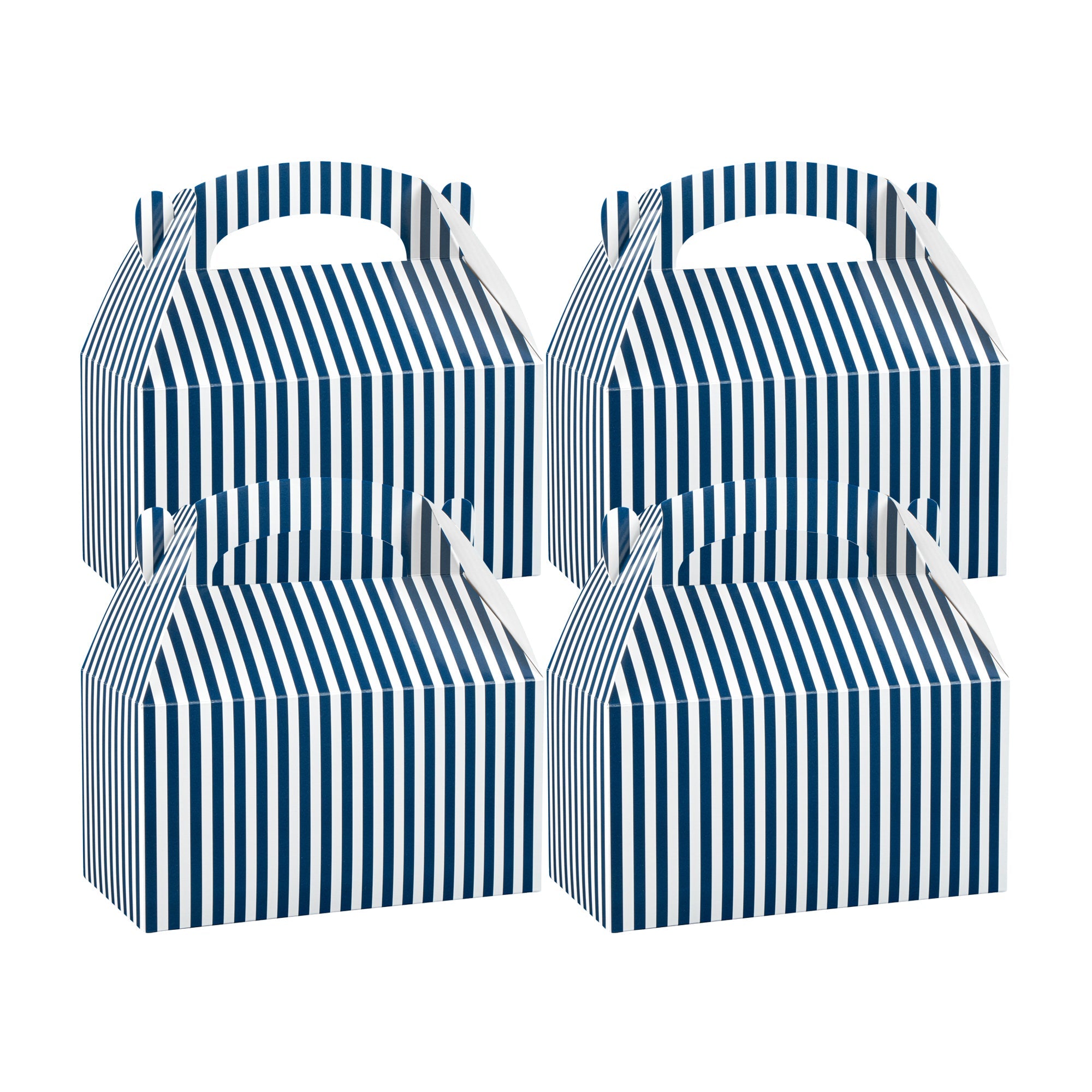 Bio Tek Blue & White Stripe Paper Gable Box / Take Out Container - Compostable - 9 1/2" x 5" x 5" - 100 count box