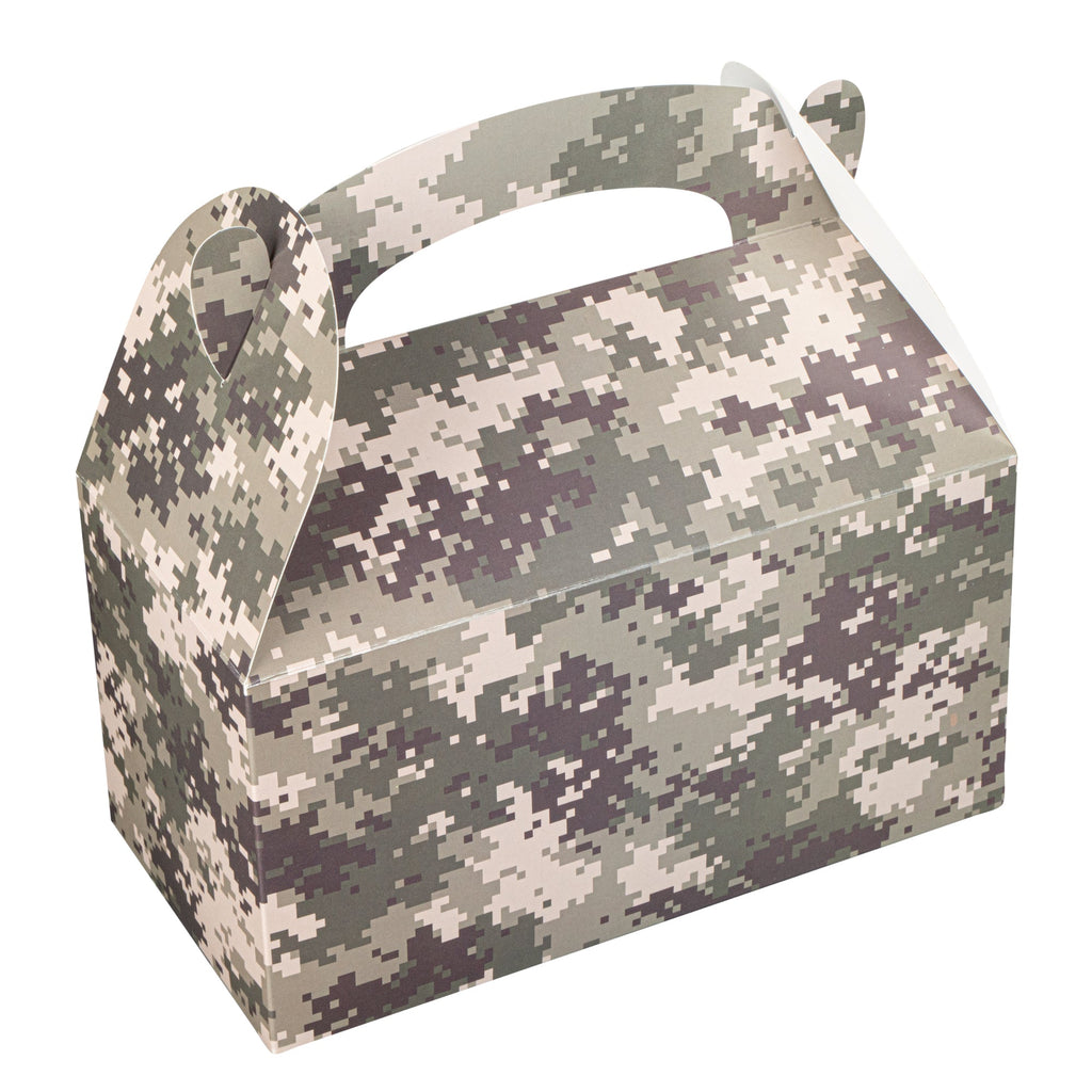 Bio Tek Camouflage Paper Gable Box / Take Out Container - Compostable - 9 1/2" x 5" x 5" - 25 count box