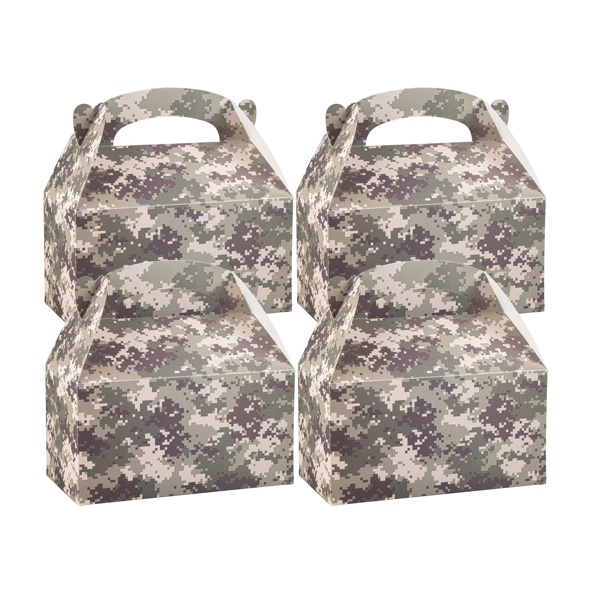 Bio Tek Camouflage Paper Gable Box / Take Out Container - Compostable - 9 1/2" x 5" x 5" - 25 count box