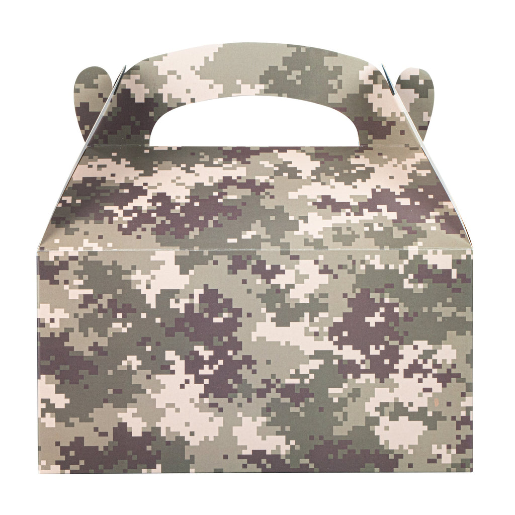 Bio Tek Camouflage Paper Gable Box / Take Out Container - Compostable - 9 1/2" x 5" x 5" - 25 count box