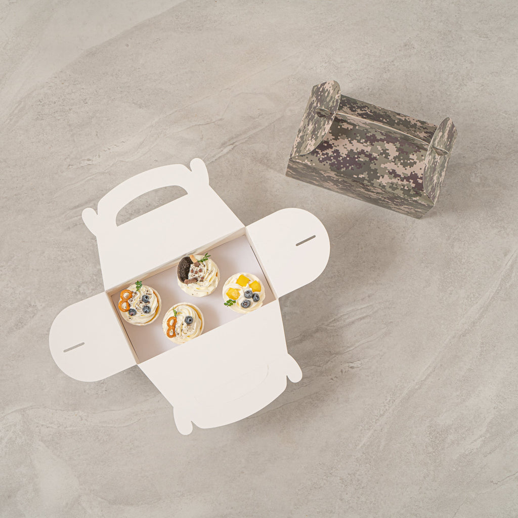 Bio Tek Camouflage Paper Gable Box / Take Out Container - Compostable - 9 1/2" x 5" x 5" - 25 count box