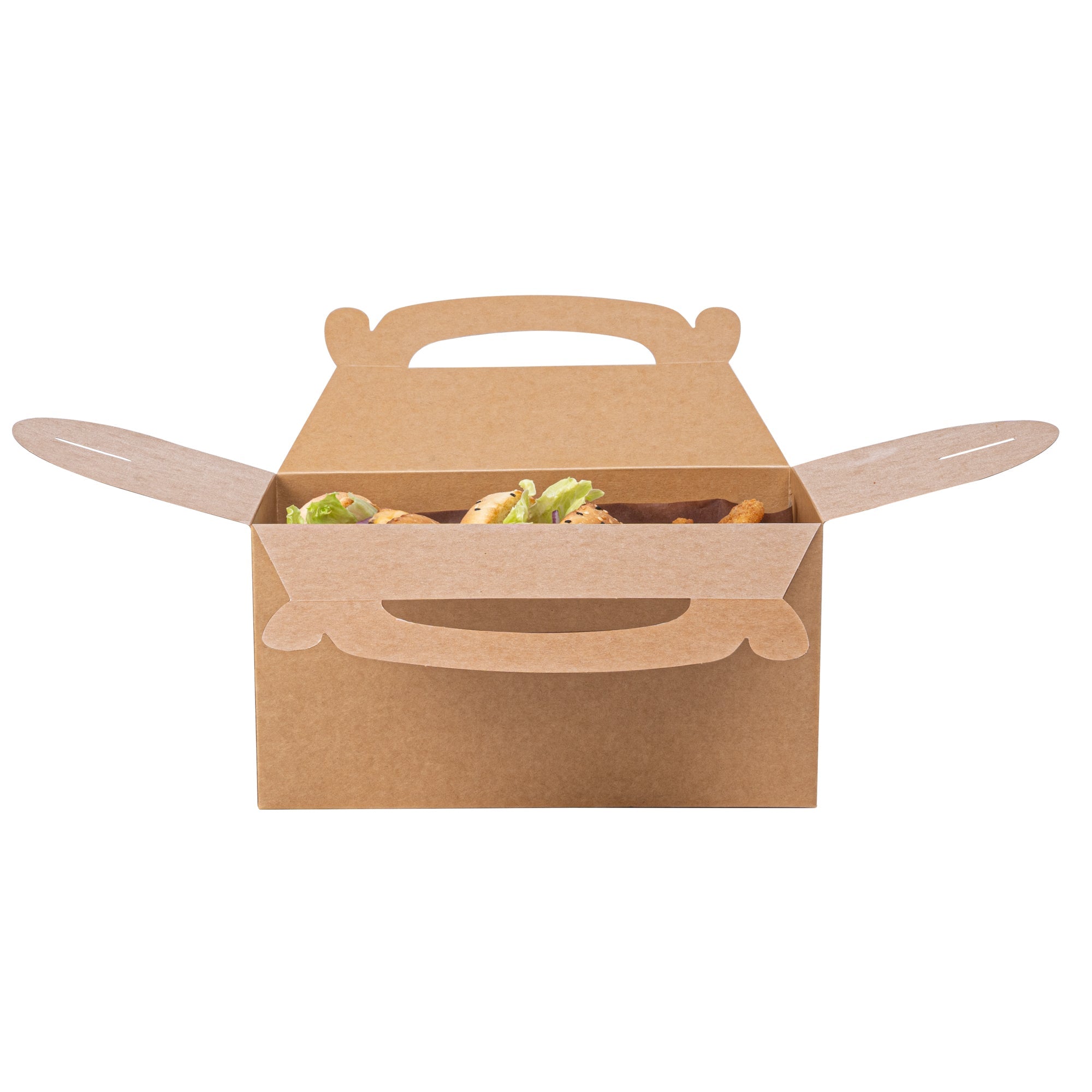 Bio Tek Kraft Paper Gable Box / Take Out Container - Greaseproof - 9 1/2" x 5" x 5" - 100 count box