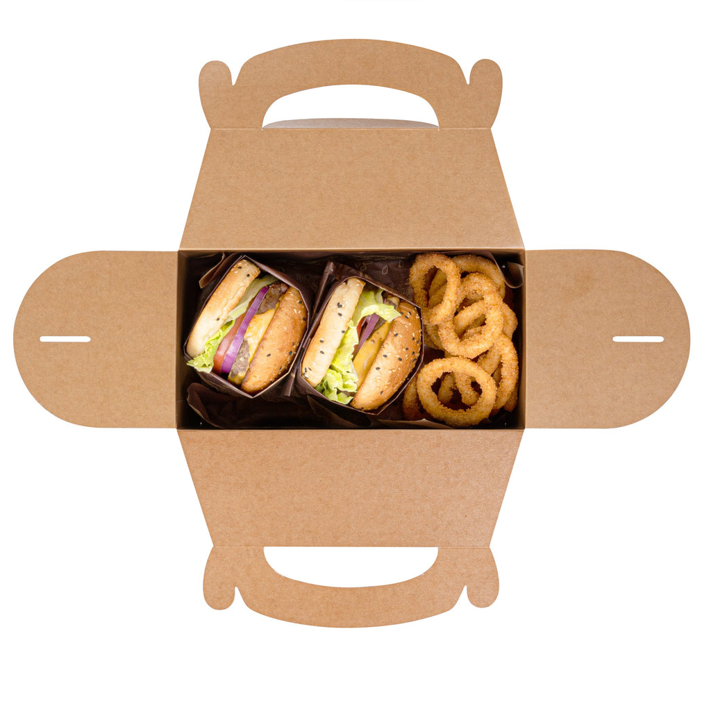 Bio Tek Kraft Paper Gable Box / Take Out Container - Greaseproof - 9 1/2" x 5" x 5" - 100 count box