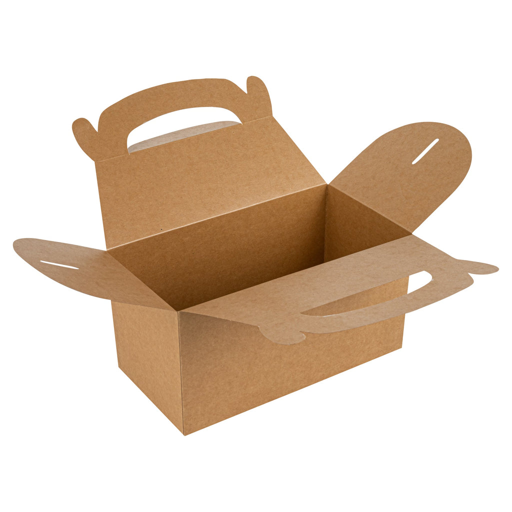 Bio Tek Kraft Paper Gable Box / Take Out Container - Greaseproof - 9 1/2" x 5" x 5" - 100 count box