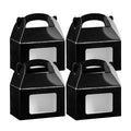 Bio Tek Black Paper Gable Box / Take Out Container - Greaseproof, with Window - 4" x 2 1/2" x 2 1/2" - 100 count box