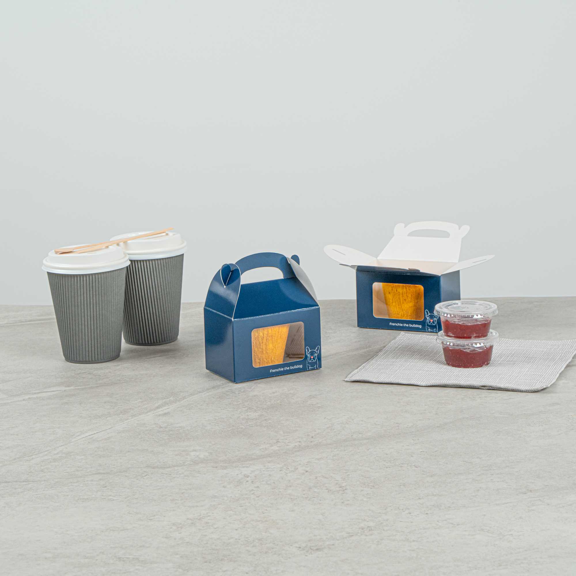 Bio Tek Frenchie Paper Gable Box / Take Out Container - with Window - 4" x 2 1/2" x 2 1/2" - 25 count box