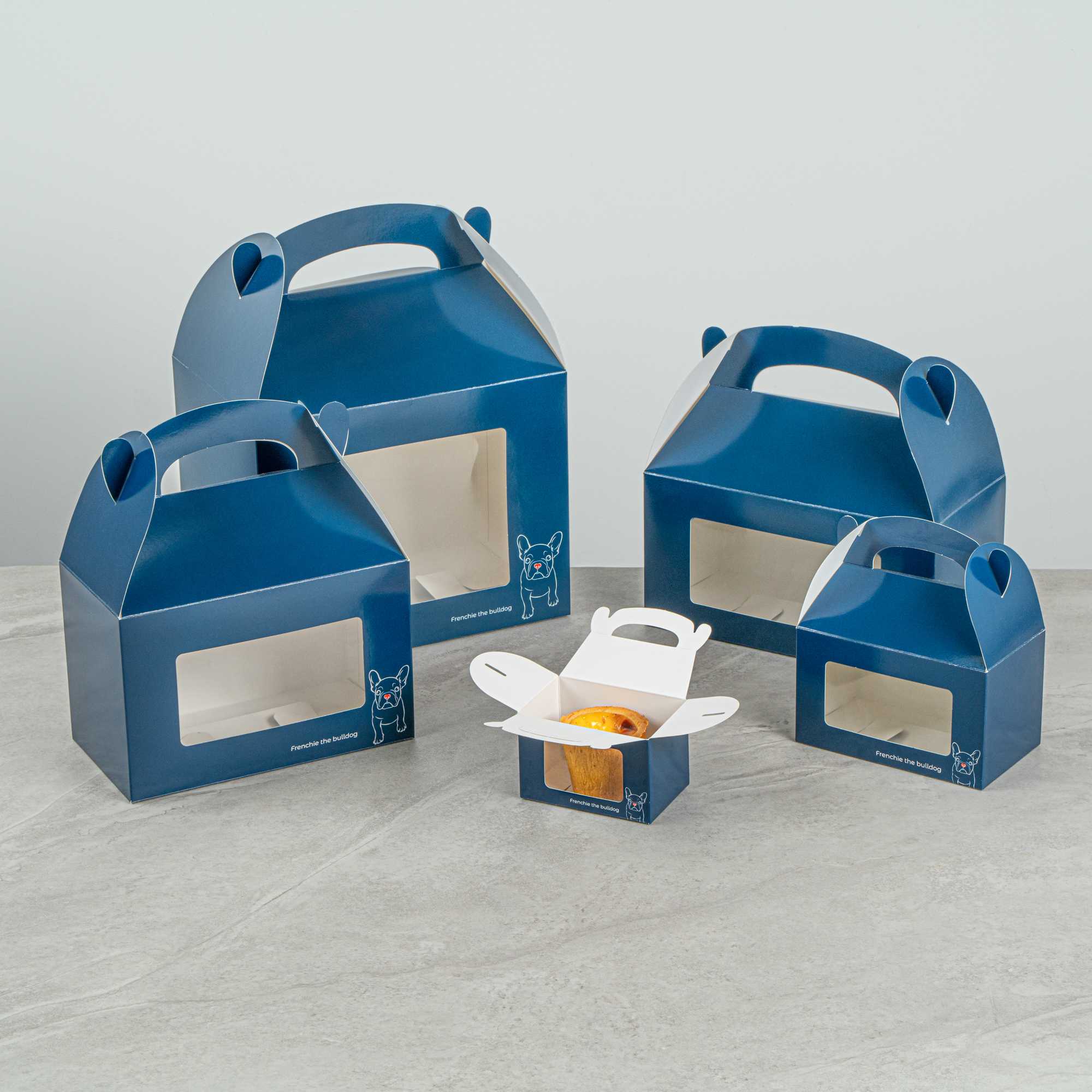 Bio Tek Frenchie Paper Gable Box / Take Out Container - with Window - 4" x 2 1/2" x 2 1/2" - 25 count box
