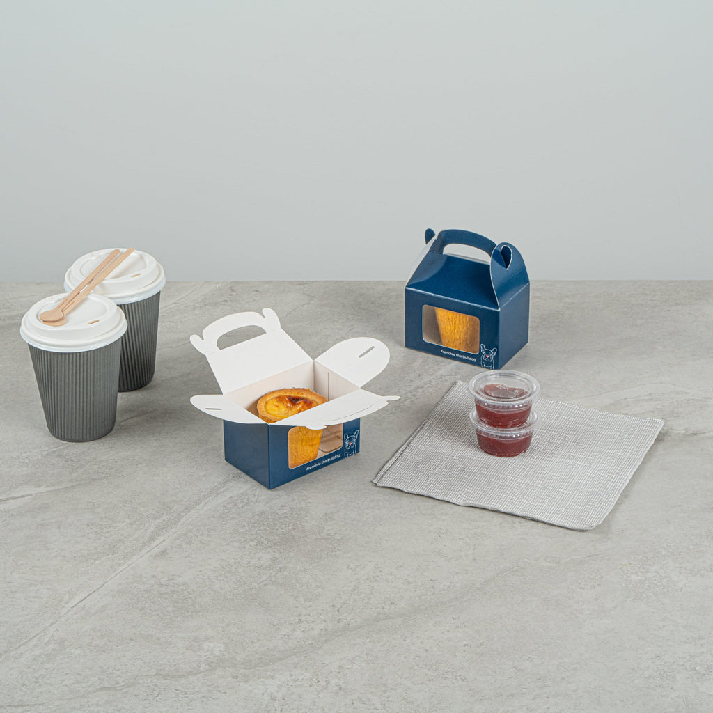 Bio Tek Frenchie Paper Gable Box / Take Out Container - with Window - 4" x 2 1/2" x 2 1/2" - 100 count box
