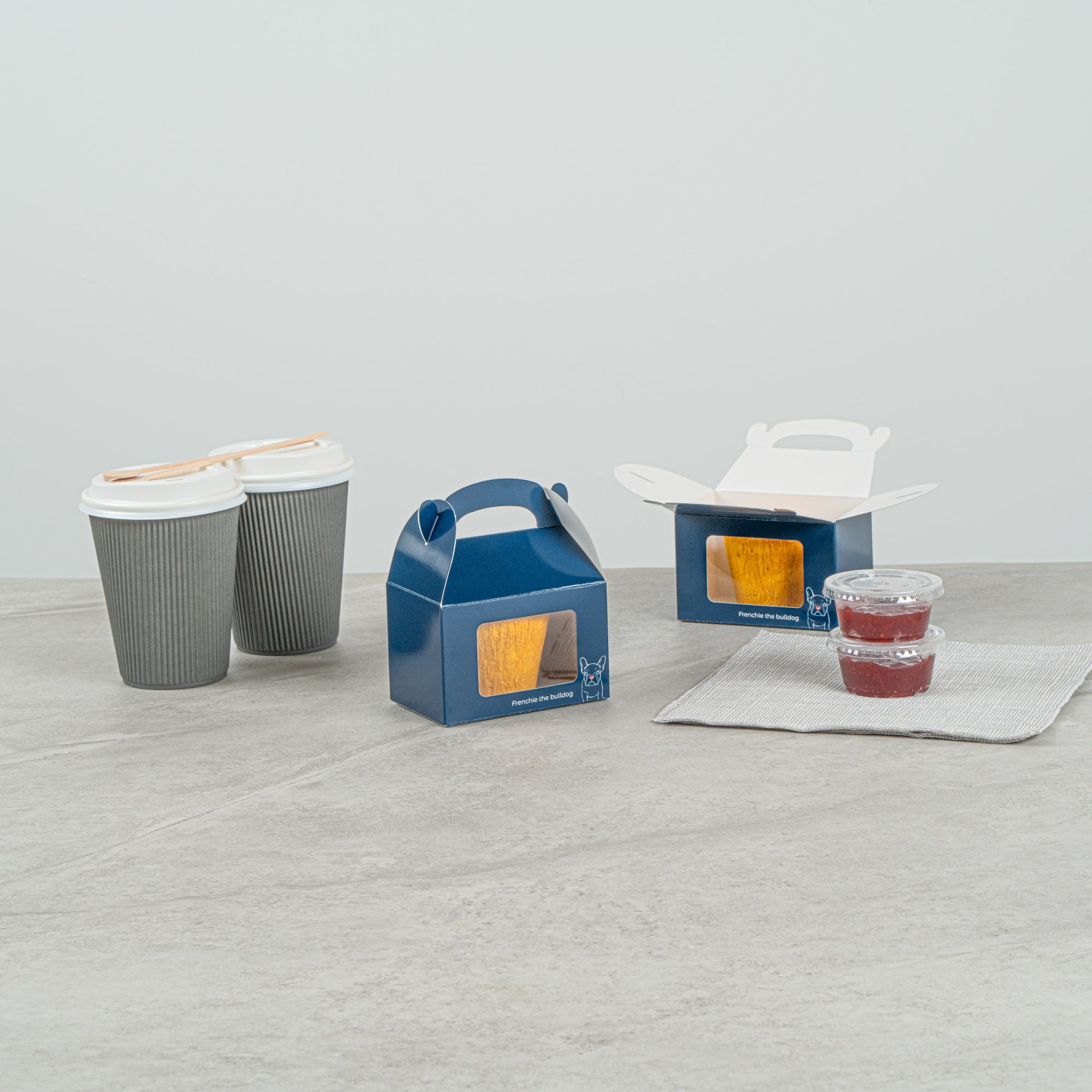 Bio Tek Frenchie Paper Gable Box / Take Out Container - with Window - 4" x 2 1/2" x 2 1/2" - 100 count box