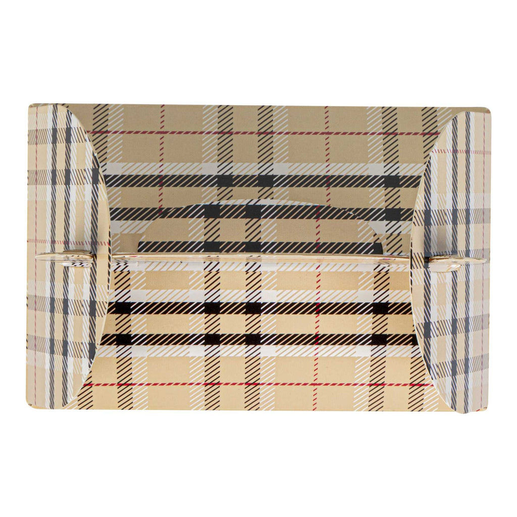 Bio Tek Plaid Paper Gable Box / Take Out Container - with Window - 4" x 2 1/2" x 2 1/2" - 25 count box