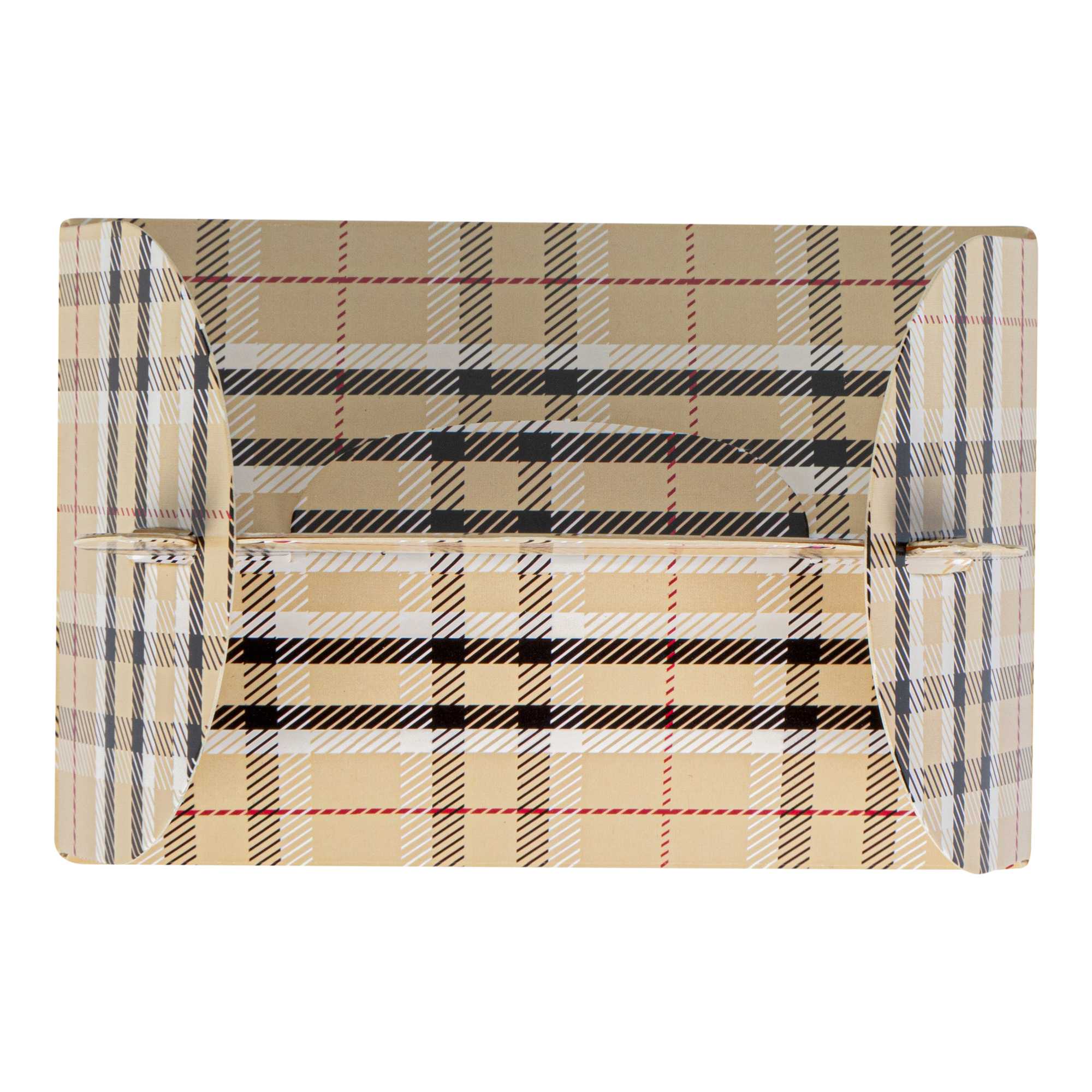 Bio Tek Plaid Paper Gable Box / Take Out Container - with Window - 4" x 2 1/2" x 2 1/2" - 25 count box