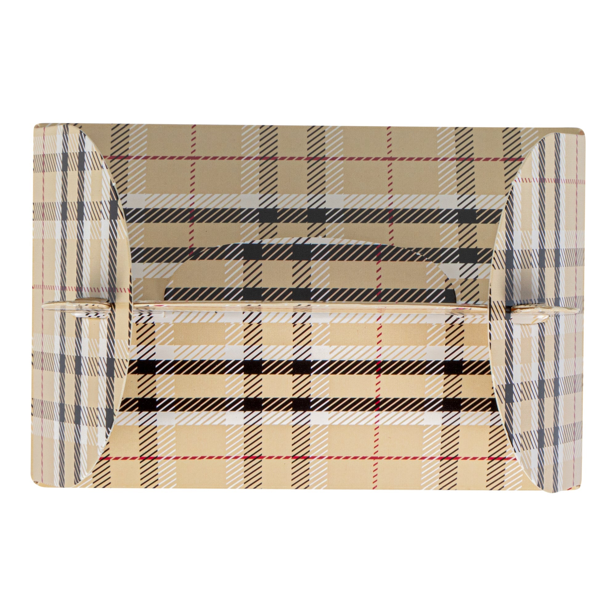 Bio Tek Plaid Paper Gable Box / Take Out Container - with Window - 4" x 2 1/2" x 2 1/2" - 100 count box