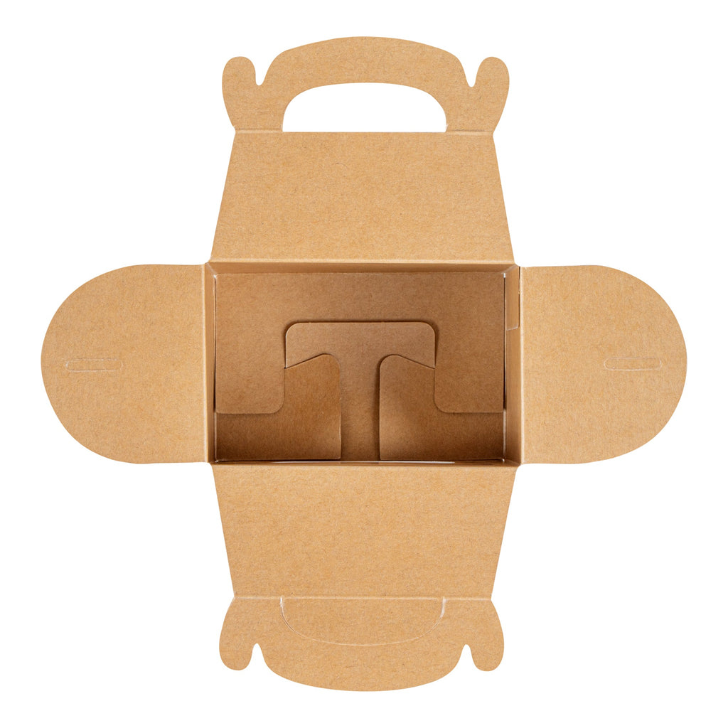 Bio Tek Kraft Paper Gable Box / Take Out Container - Greaseproof, with Window - 4" x 2 1/2" x 2 1/2" - 100 count box