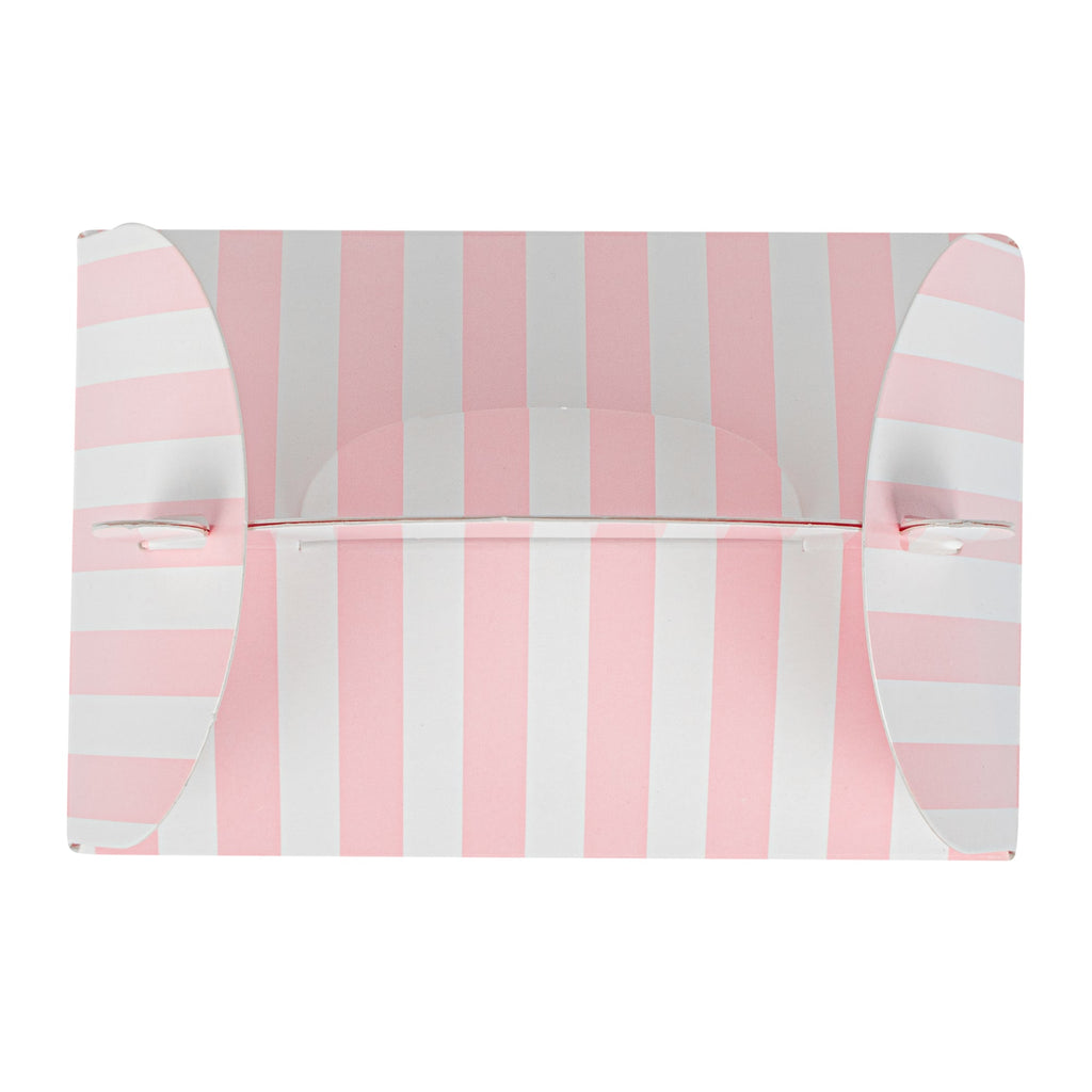 Bio Tek Pink & White Stripe Paper Gable Box / Take Out Container - with Window - 4" x 2 1/2" x 2 1/2" - 100 count box