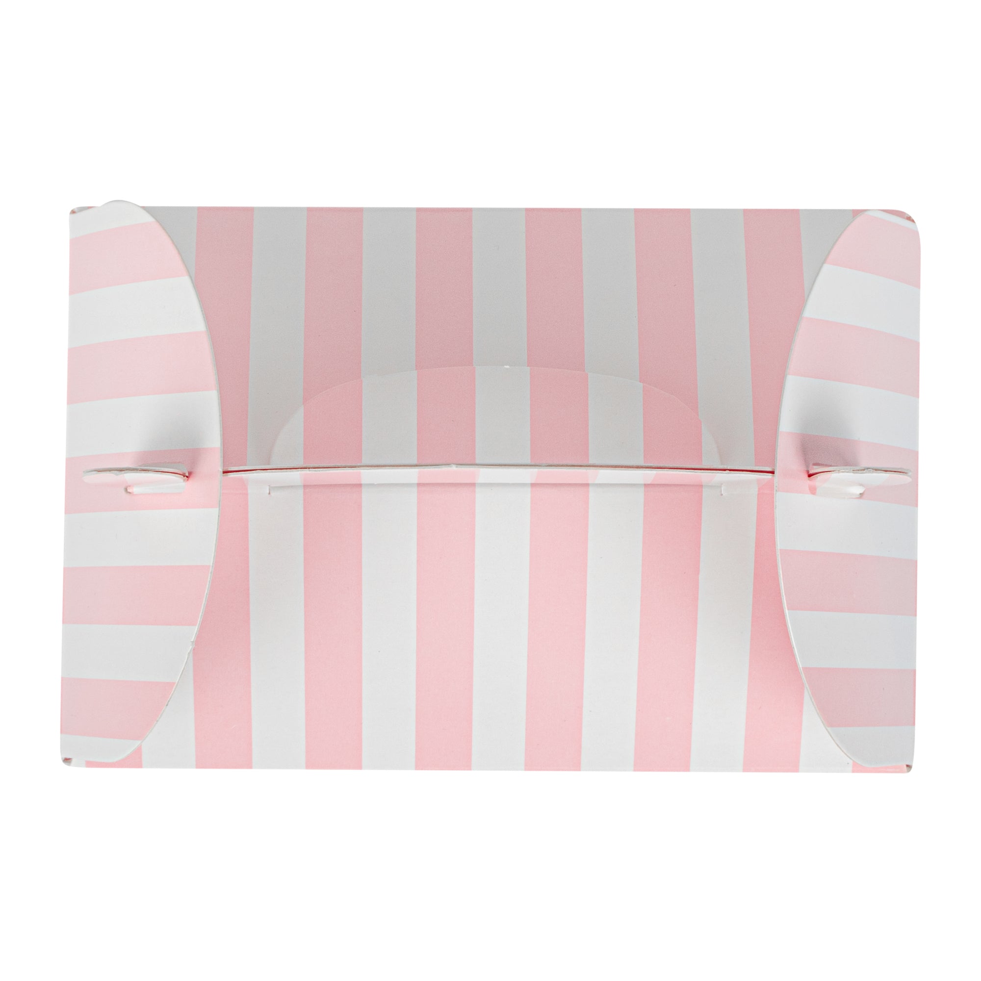Bio Tek Pink & White Stripe Paper Gable Box / Take Out Container - with Window - 4" x 2 1/2" x 2 1/2" - 100 count box