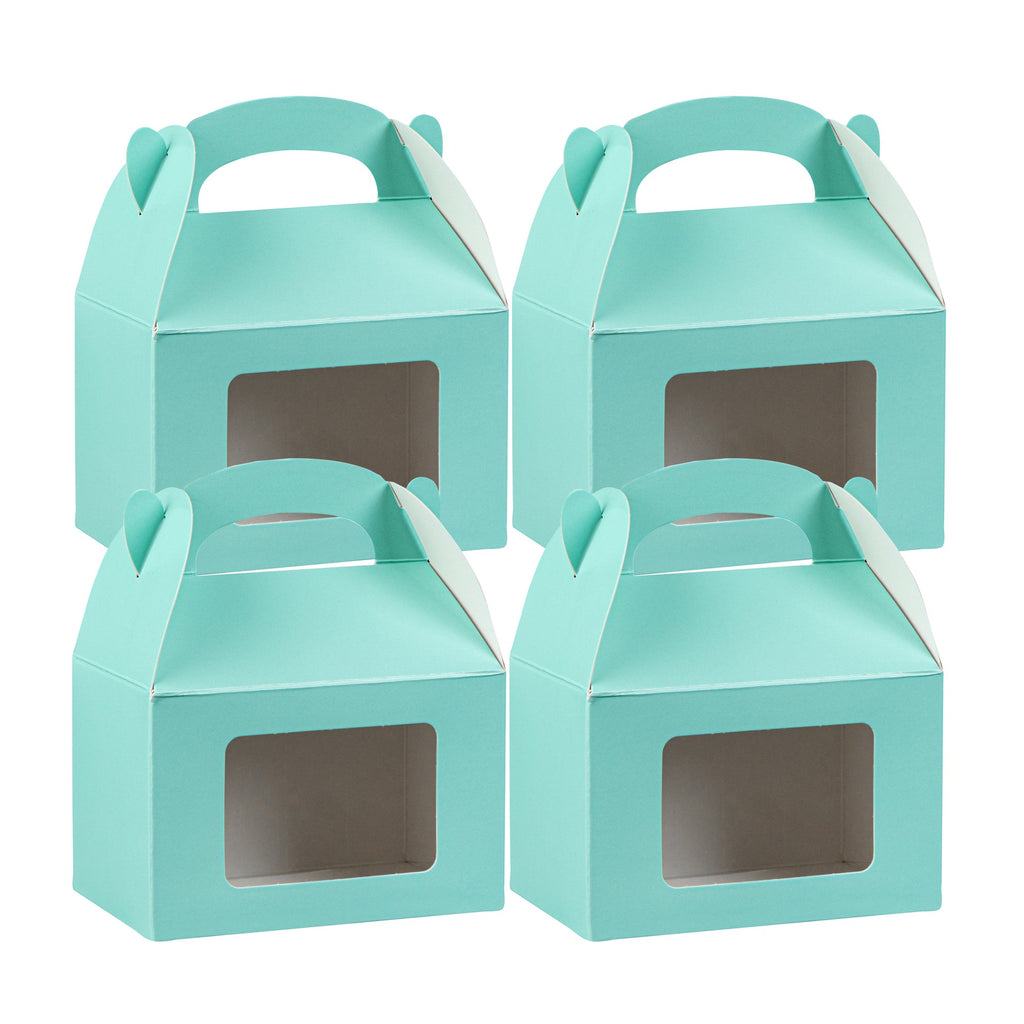 Bio Tek Turquoise Paper Gable Box / Take Out Container - with Window - 4" x 2 1/2" x 2 1/2" - 100 count box