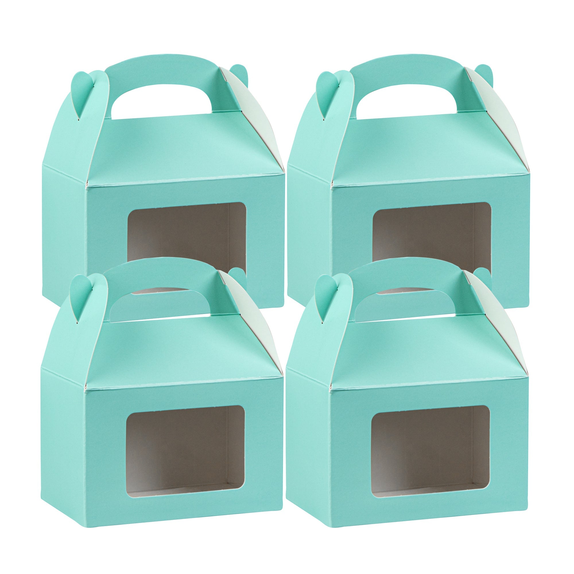 Bio Tek Turquoise Paper Gable Box / Take Out Container - with Window - 4" x 2 1/2" x 2 1/2" - 100 count box