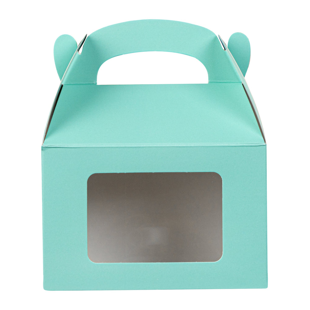 Bio Tek Turquoise Paper Gable Box / Take Out Container - with Window - 4" x 2 1/2" x 2 1/2" - 100 count box