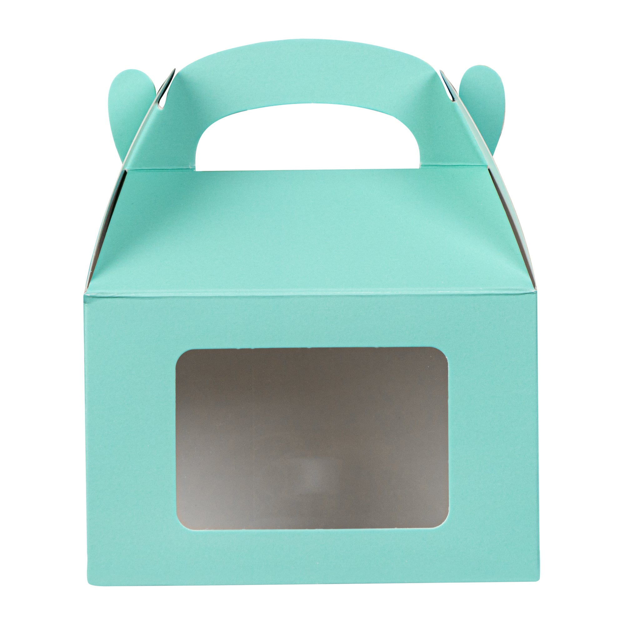 Bio Tek Turquoise Paper Gable Box / Take Out Container - with Window - 4" x 2 1/2" x 2 1/2" - 100 count box