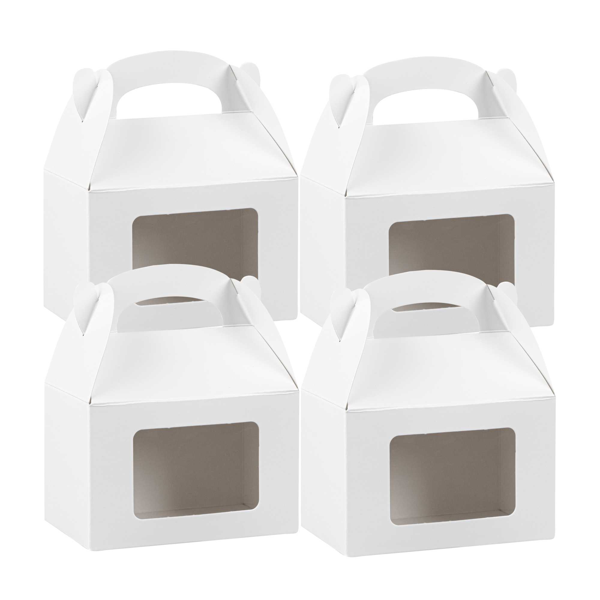 Bio Tek White Paper Gable Box / Take Out Container - Greaseproof, with Window - 4" x 2 1/2" x 2 1/2" - 25 count box