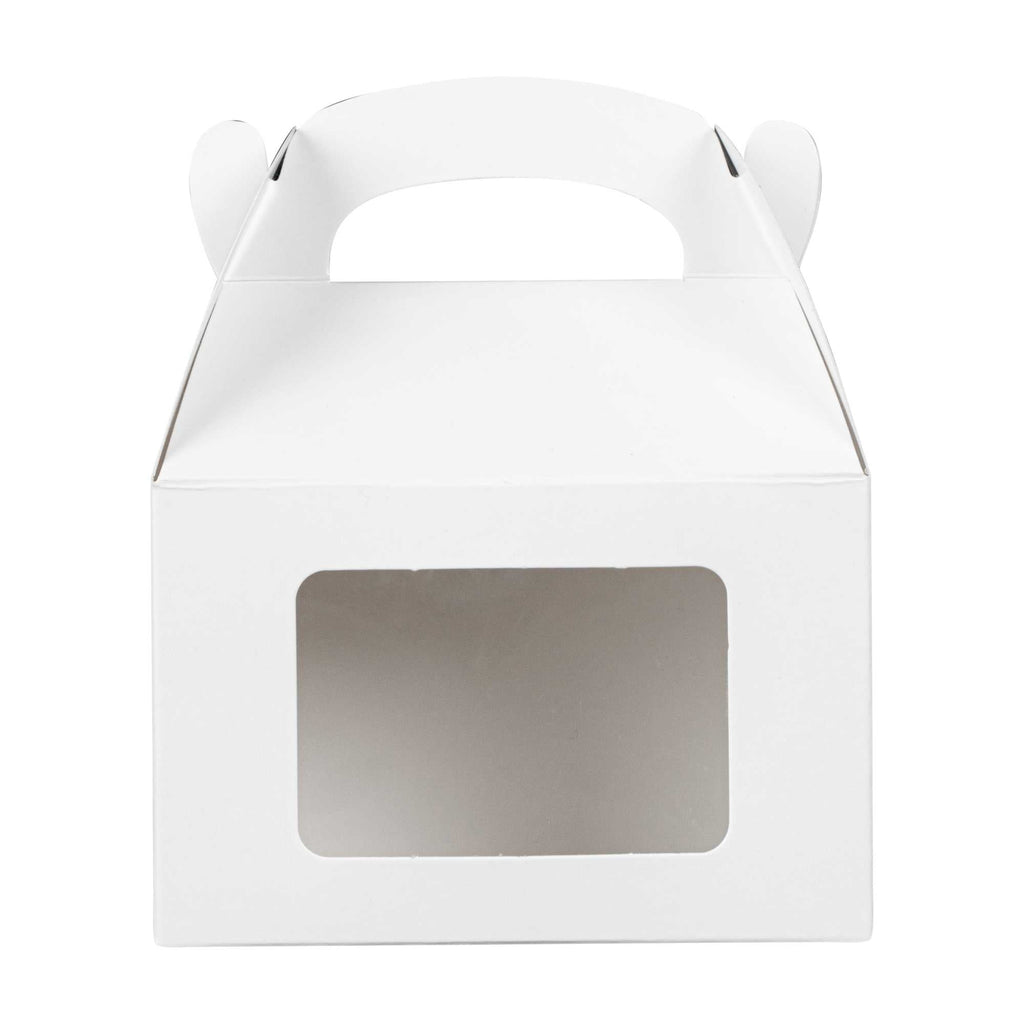 Bio Tek White Paper Gable Box / Take Out Container - Greaseproof, with Window - 4" x 2 1/2" x 2 1/2" - 25 count box