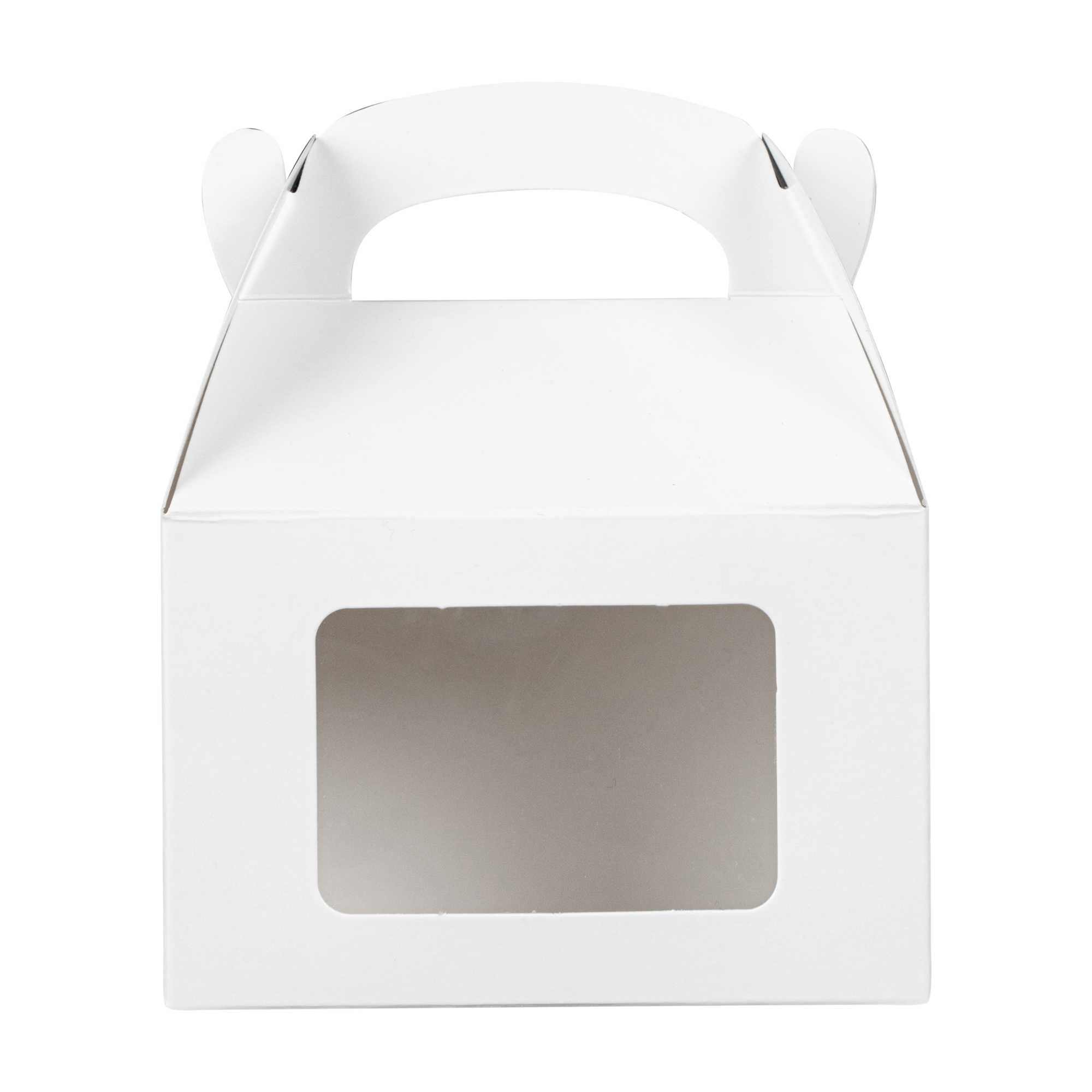 Bio Tek White Paper Gable Box / Take Out Container - Greaseproof, with Window - 4" x 2 1/2" x 2 1/2" - 25 count box
