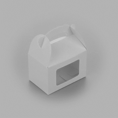 Bio Tek White Paper Gable Box / Take Out Container - Greaseproof, with Window - 4" x 2 1/2" x 2 1/2" - 100 count box