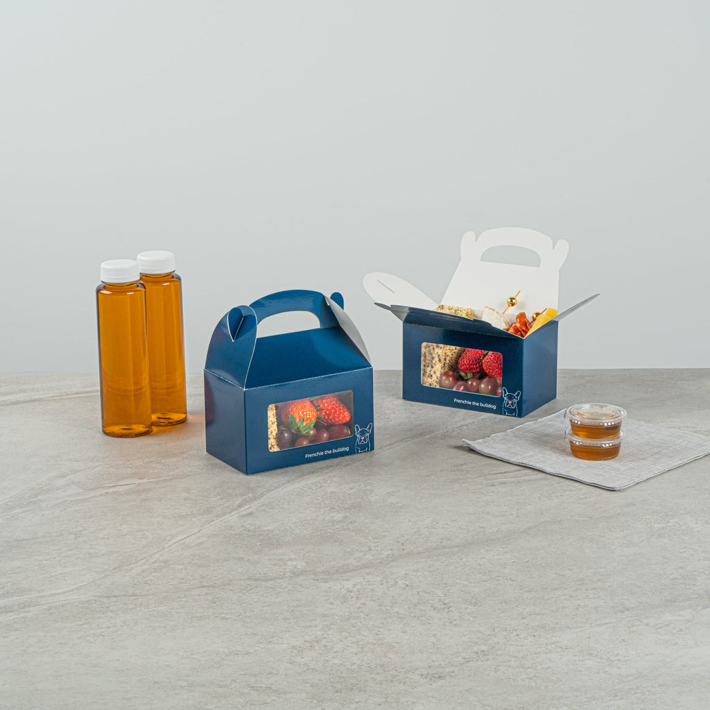 Bio Tek Frenchie Paper Gable Box / Take Out Container - with Window - 6" x 3 1/2" x 3 1/2" - 25 count box