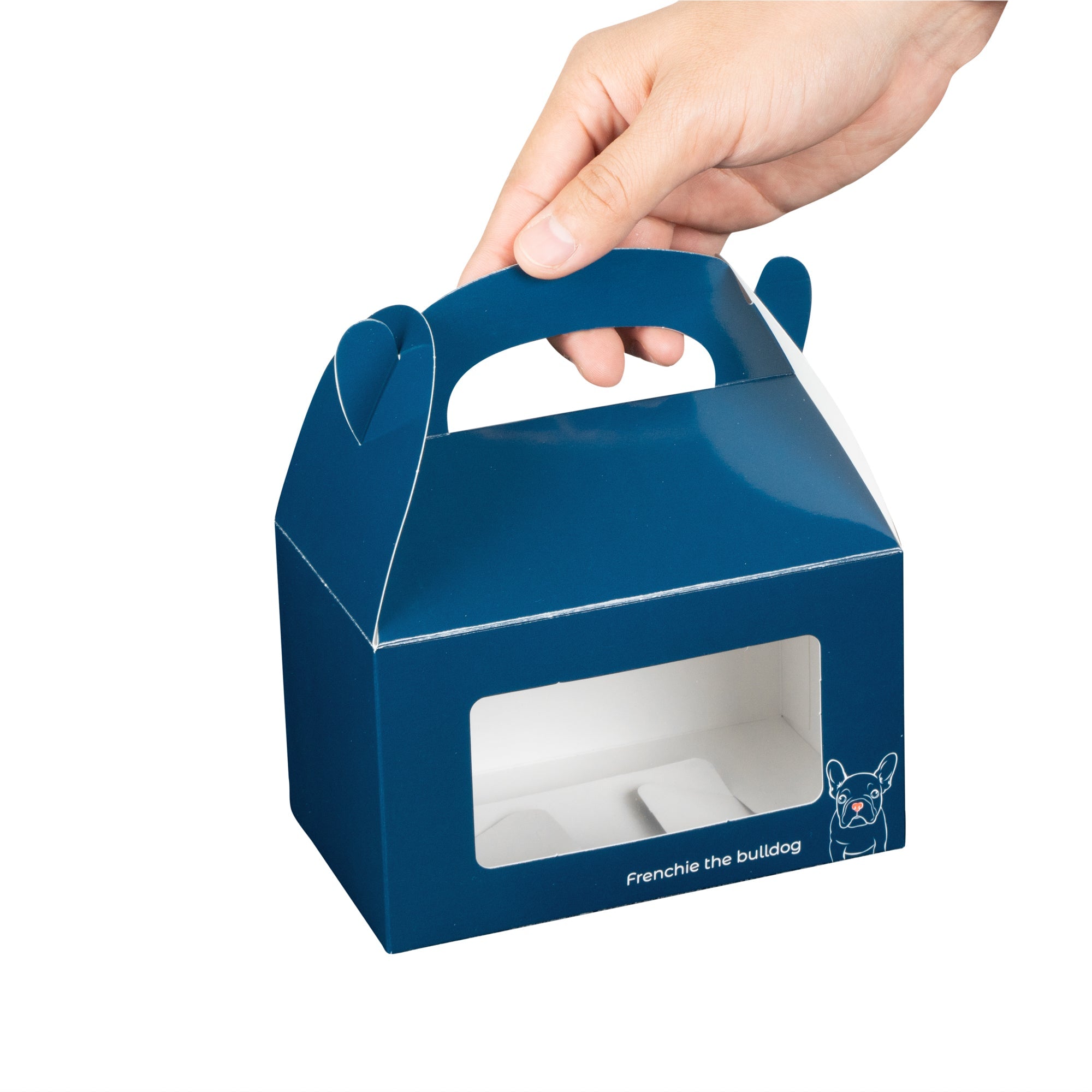 Bio Tek Frenchie Paper Gable Box / Take Out Container - with Window - 6" x 3 1/2" x 3 1/2" - 25 count box