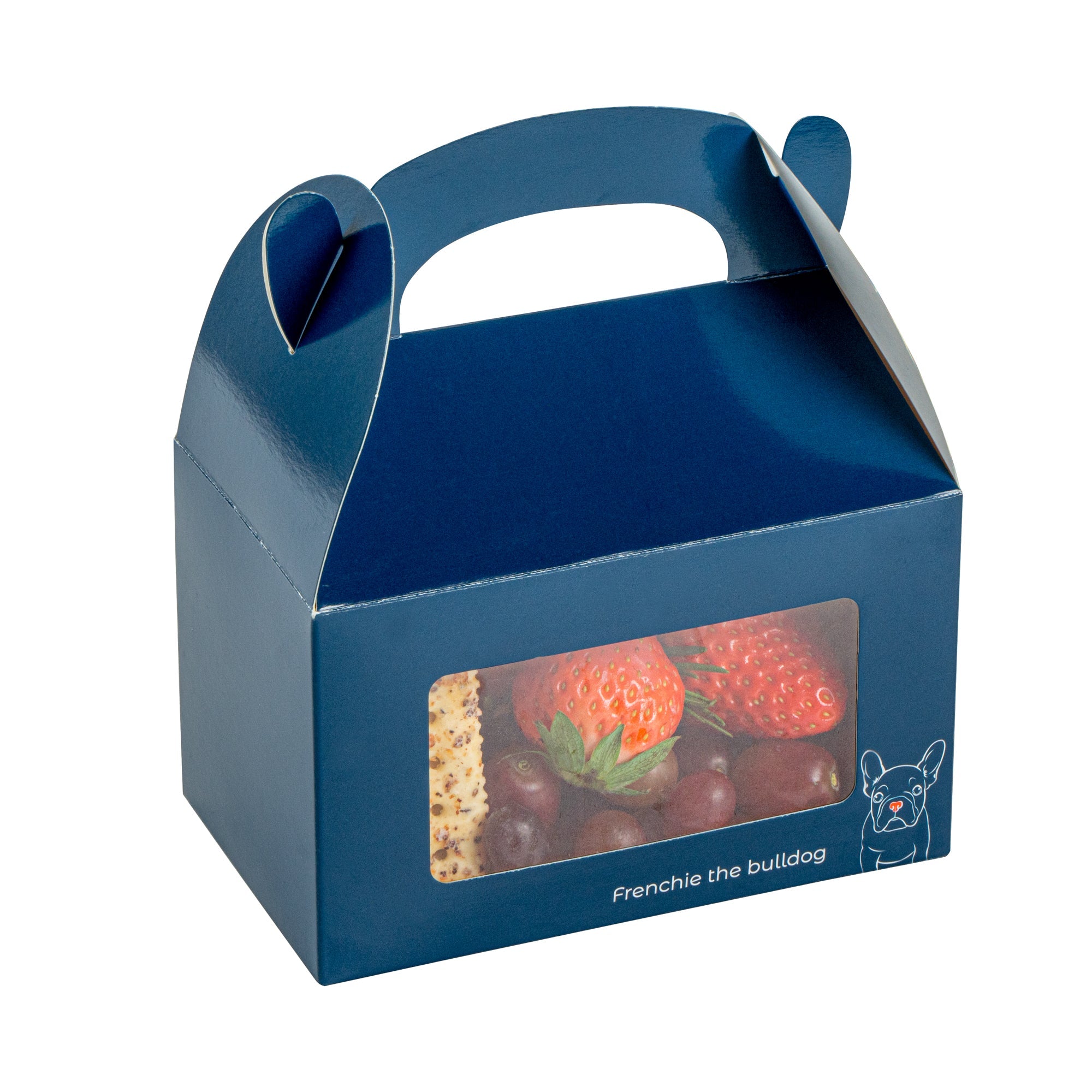Bio Tek Frenchie Paper Gable Box / Take Out Container - with Window - 6" x 3 1/2" x 3 1/2" - 25 count box