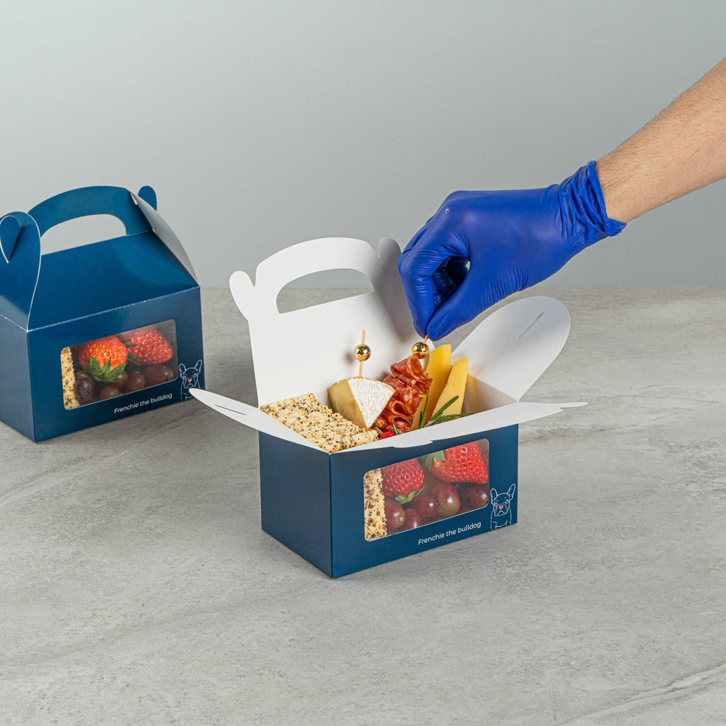 Bio Tek Frenchie Paper Gable Box / Take Out Container - with Window - 6" x 3 1/2" x 3 1/2" - 100 count box